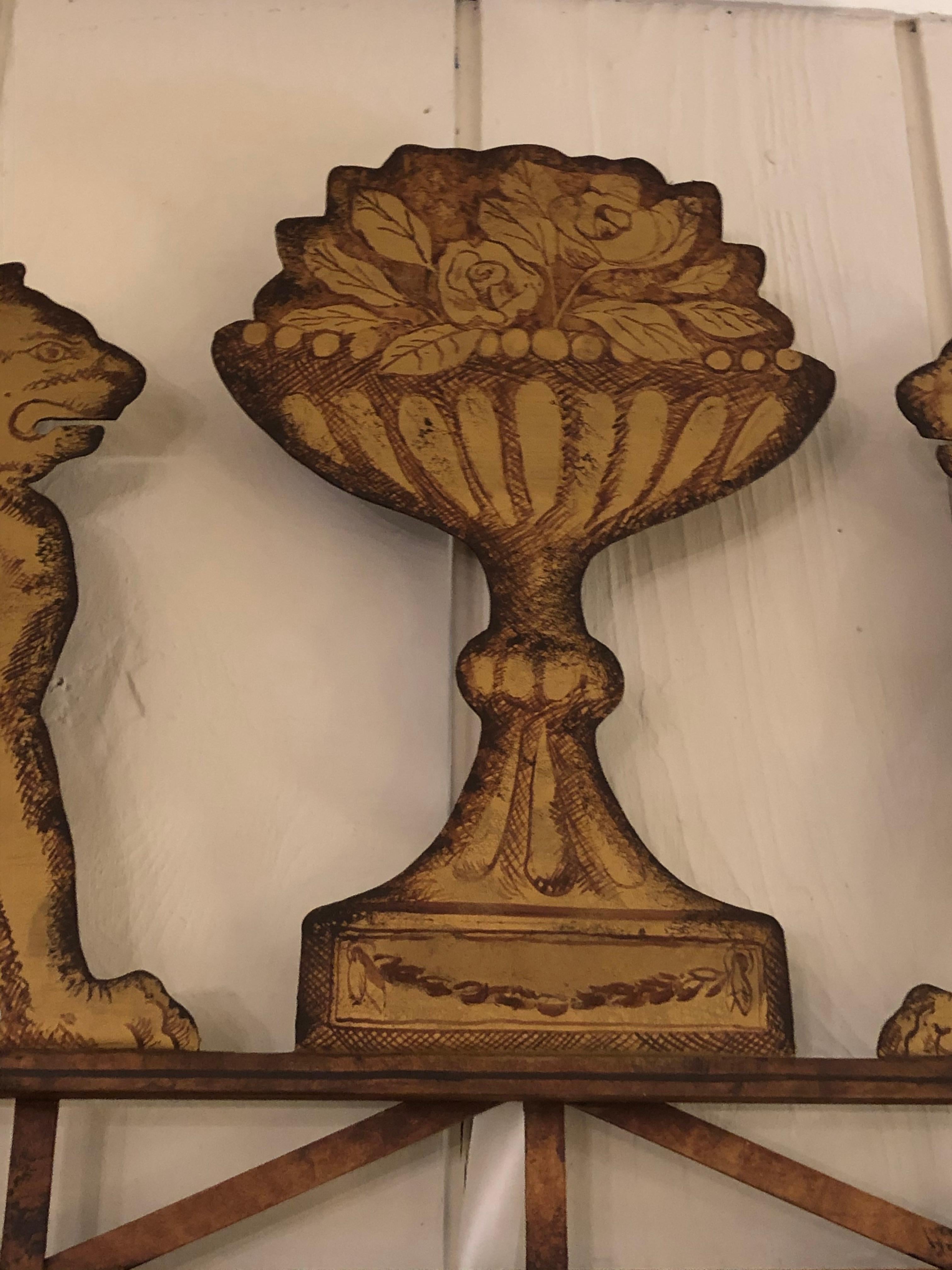 Impressive Large Pair of Gilt Iron & Tole Mirrors with Winged Griffins 5