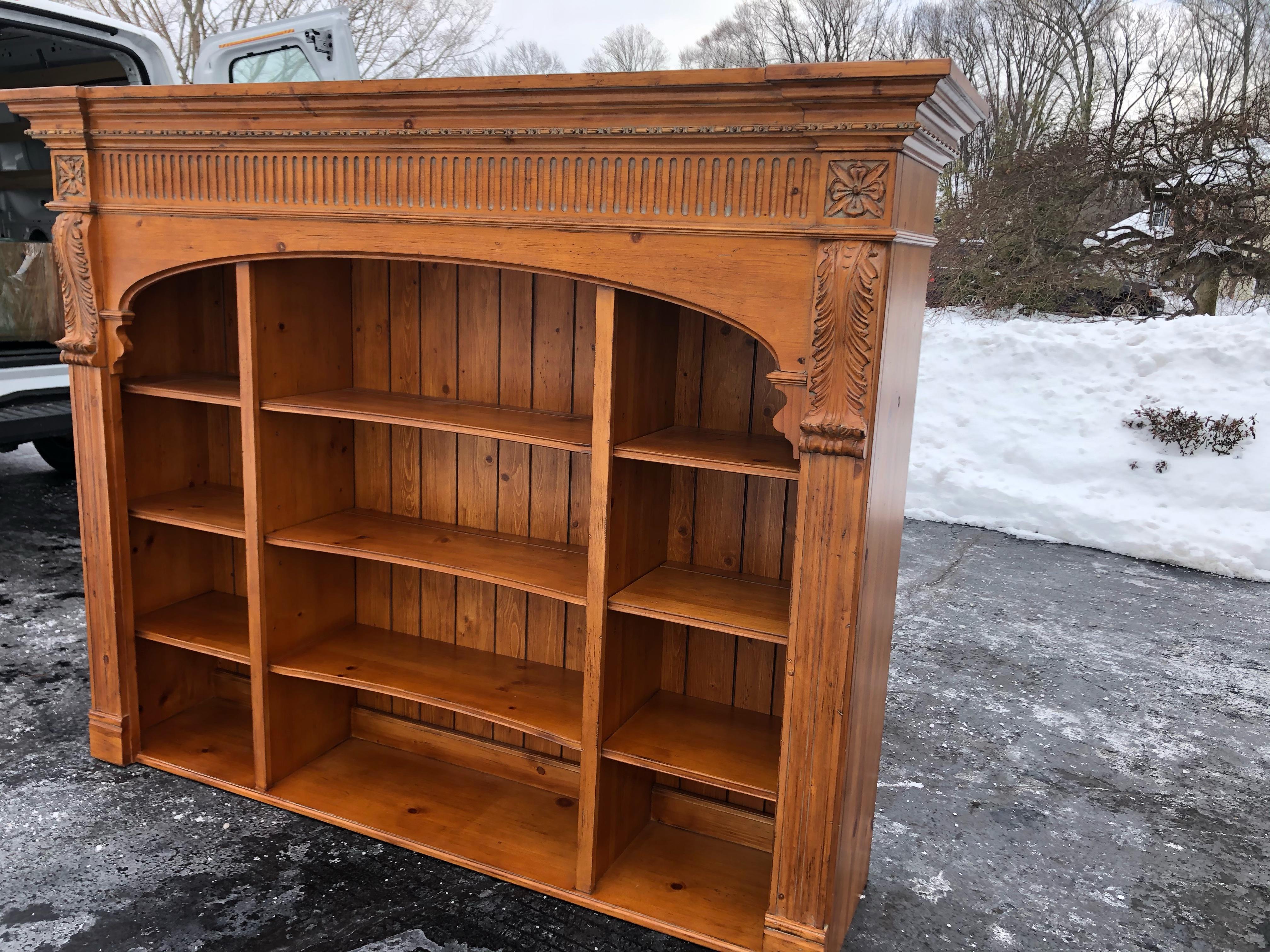 Impressive Large Pine Ethan Allen Library Bookcase Cabinet In Good Condition In Hopewell, NJ
