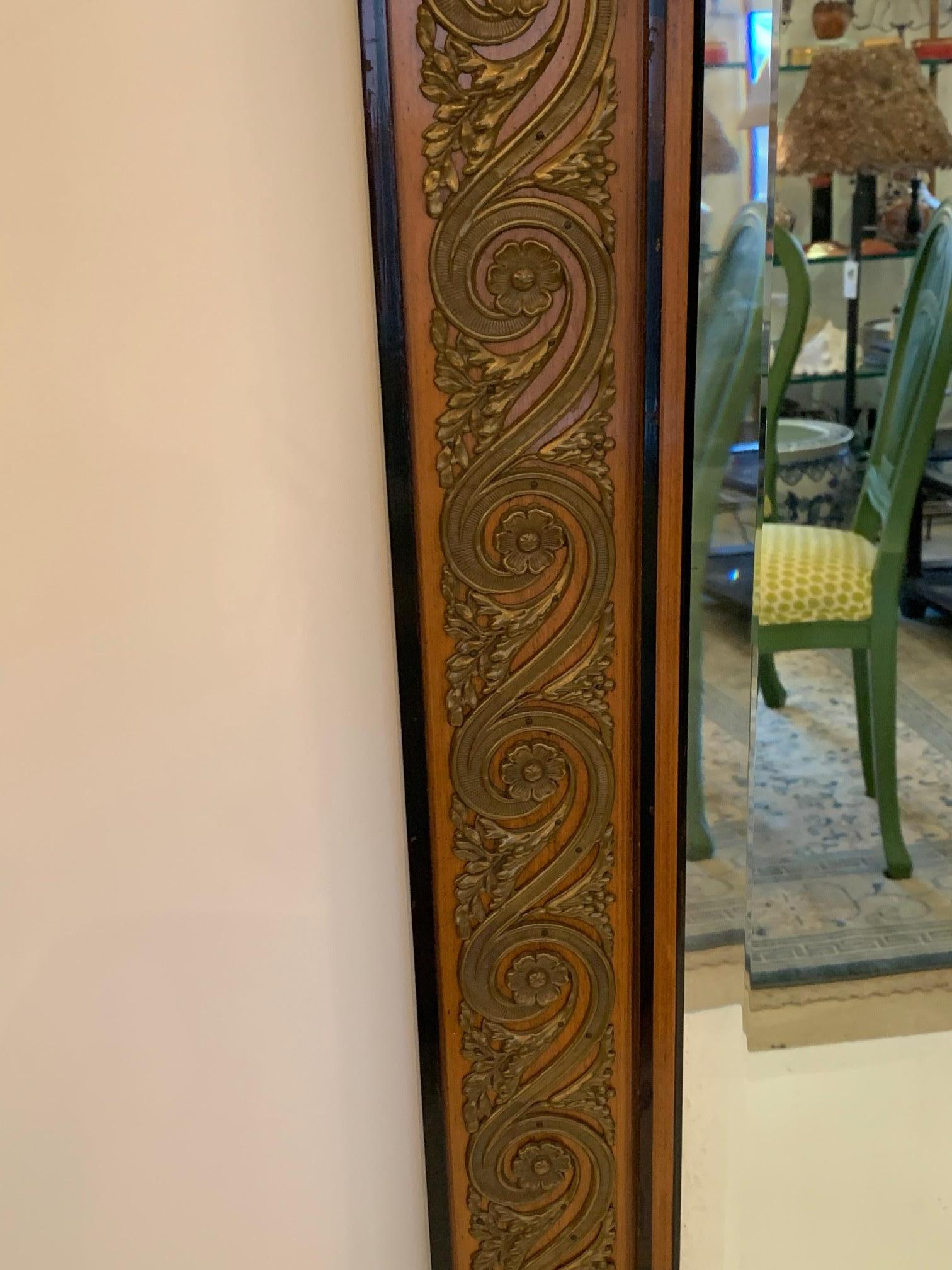 Impressive Large Rectangular Biedermeier Style Ebony and Walnut Mirror 2
