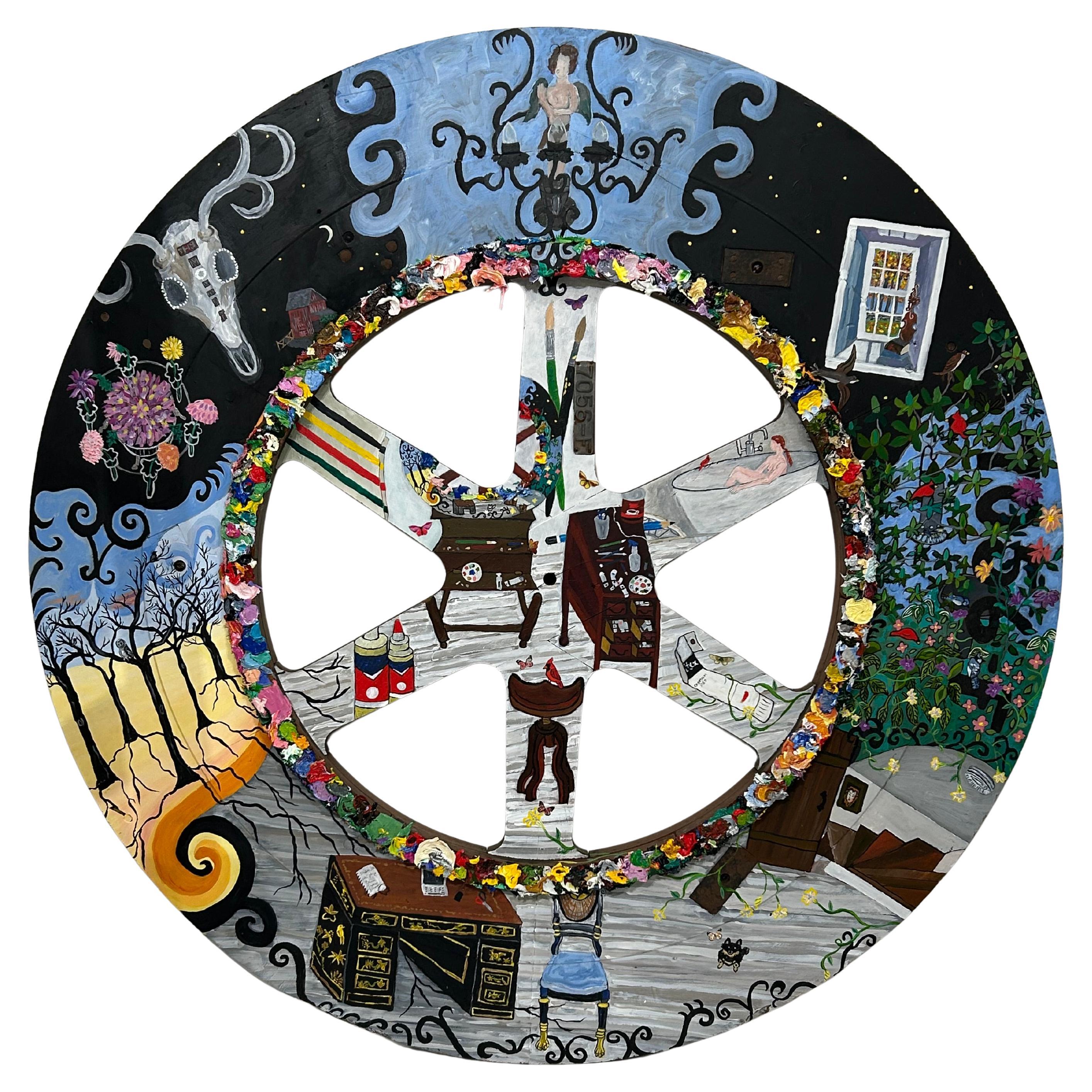 Impressionante Studio A 360 su ruota industriale per pittura rotonda di grandi dimensioni