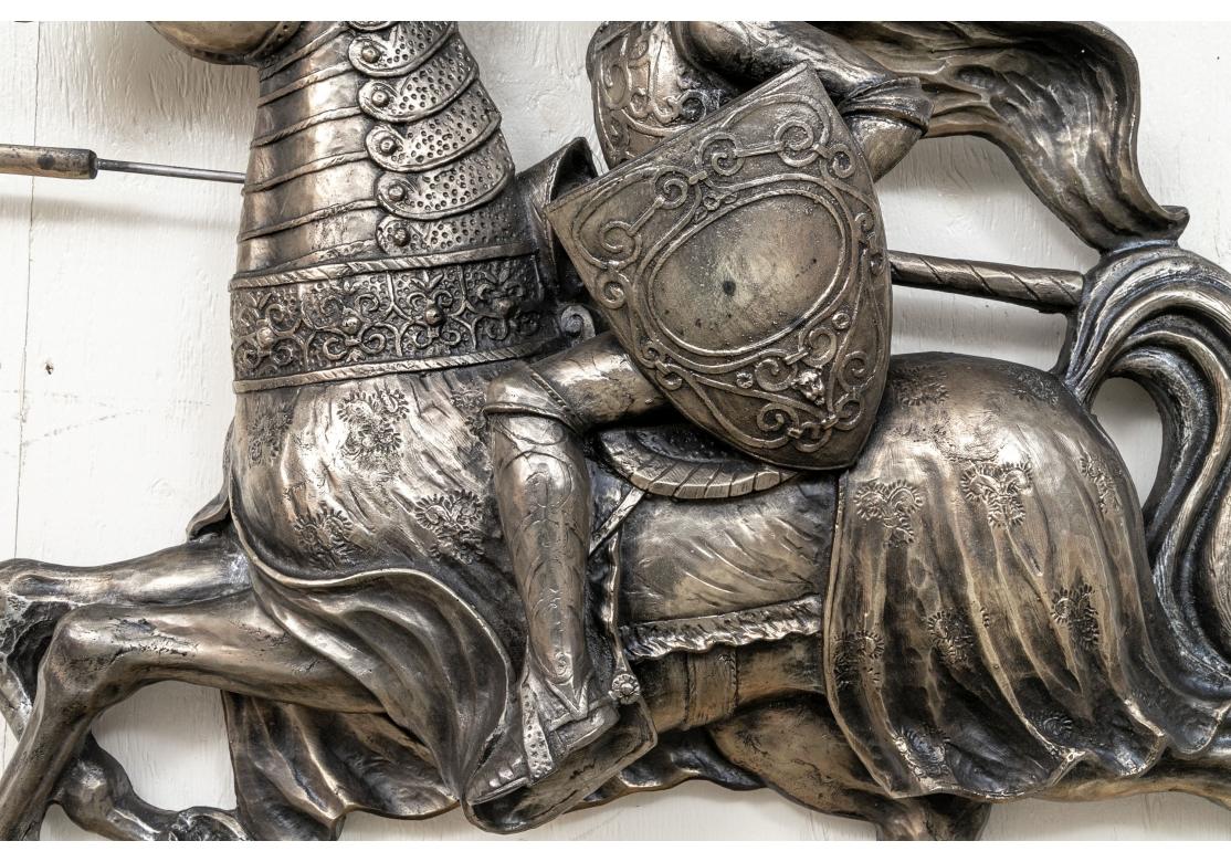 Impressive Large Scale Cast Resin Wall Plaque Figure Of A Knight  For Sale 1