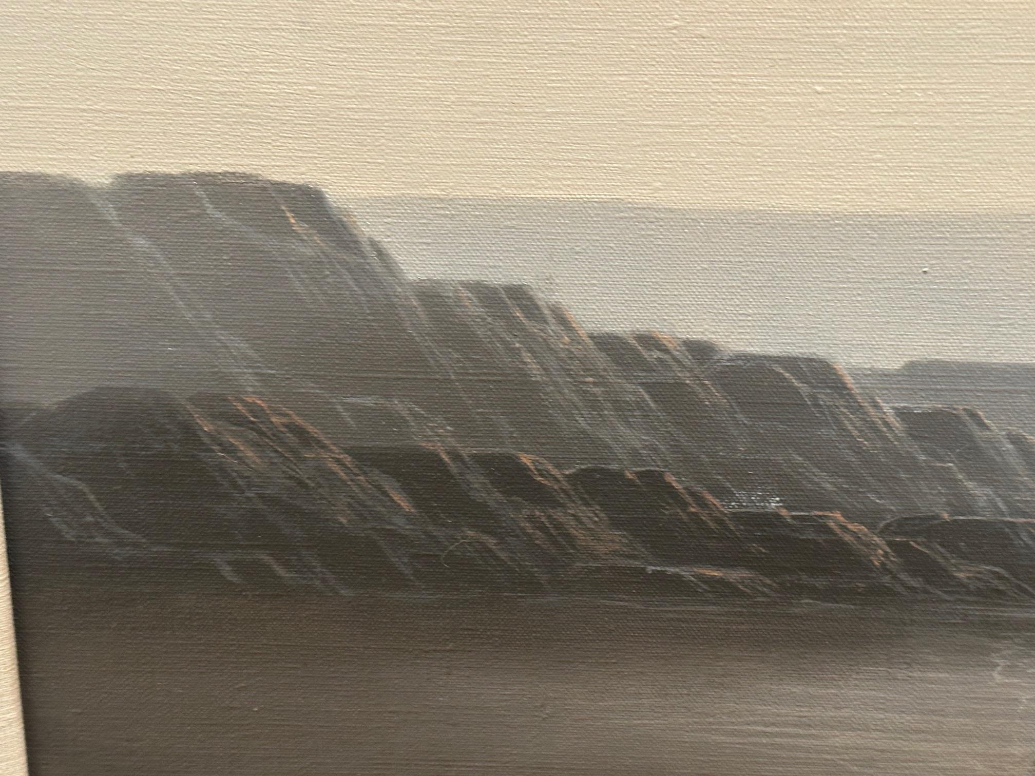 Beeindruckende große Seelandschaft des englischen Künstlers Guy Gladwell (20. Jahrhundert) im Angebot