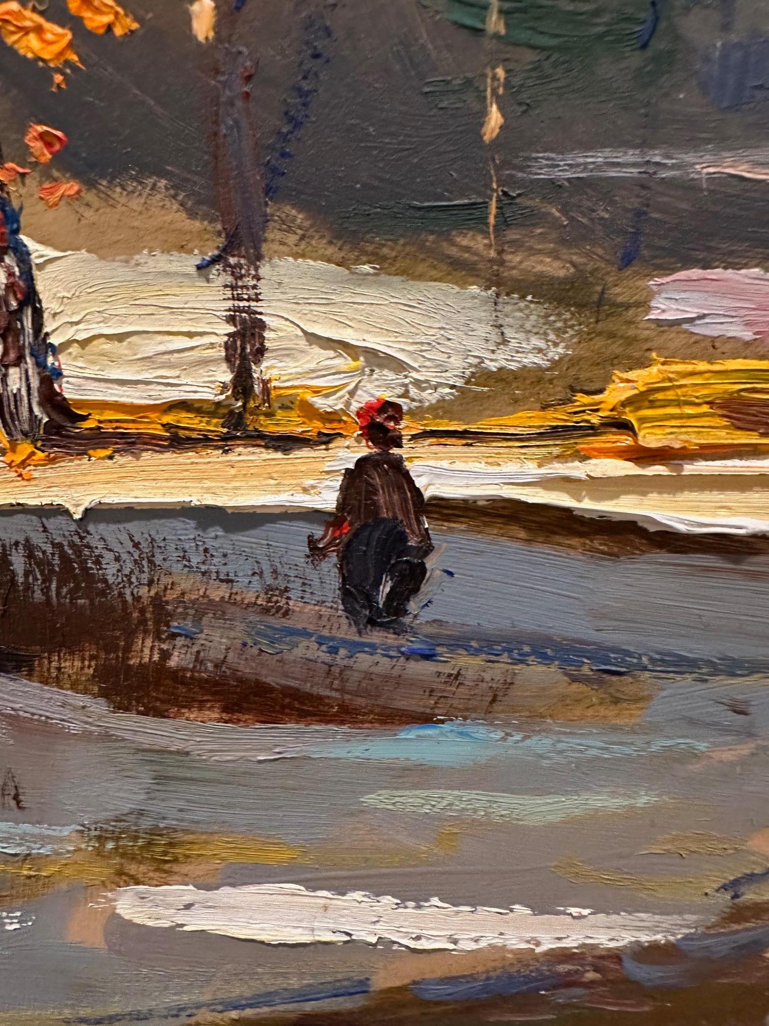 Impressionnante scène de neige hivernale sur une route de campagne avec un enfant au loin.  Signé par Wayne Morrell.
Tableau 24