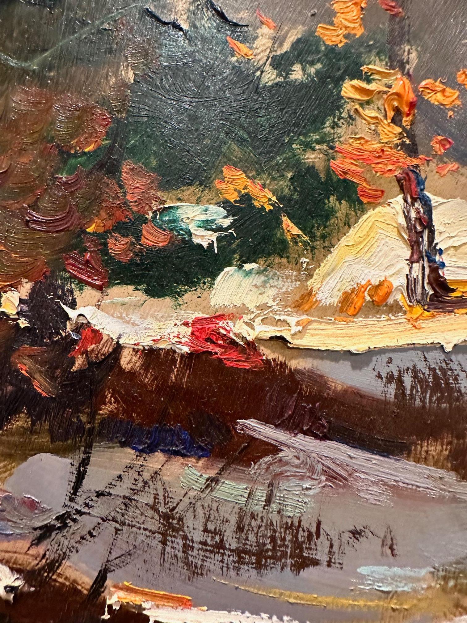 Impressionnante grande scène de neige par Wayne Morrell Bon état - En vente à Hopewell, NJ