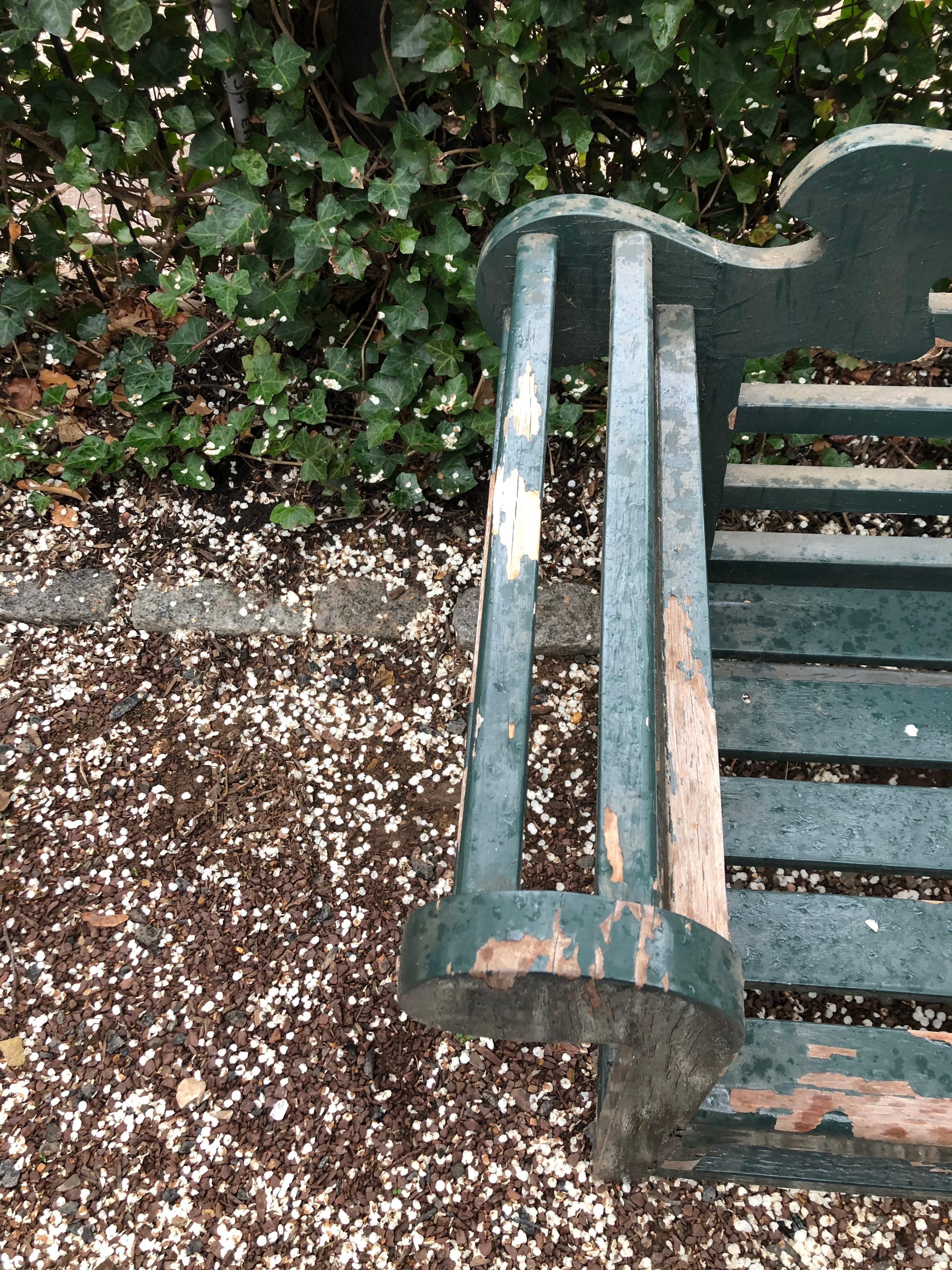 Impressive Large Solid English Edwardian Lutyens Style Bench in Teak 2