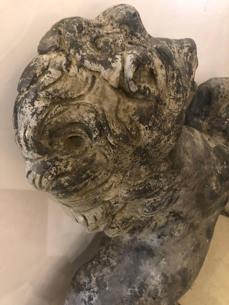 Impressive Pair of Large Vintage Statuesque Horse Garden Statues For