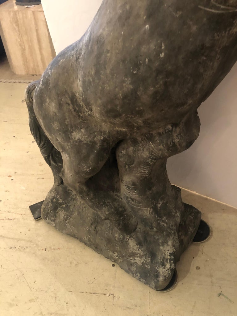 Impressive Pair of Large Vintage Statuesque Horse Garden Statues at