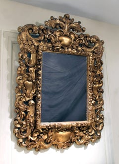 Impressive Late 19th Century Carved Giltwood Rococo Style Mirror