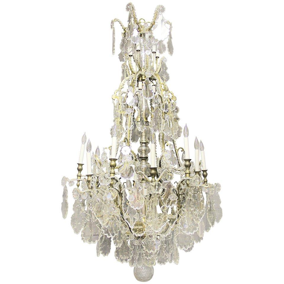 Impressive Late 19th Century Gilt Bronze and Baccarat Crystal Chandelier