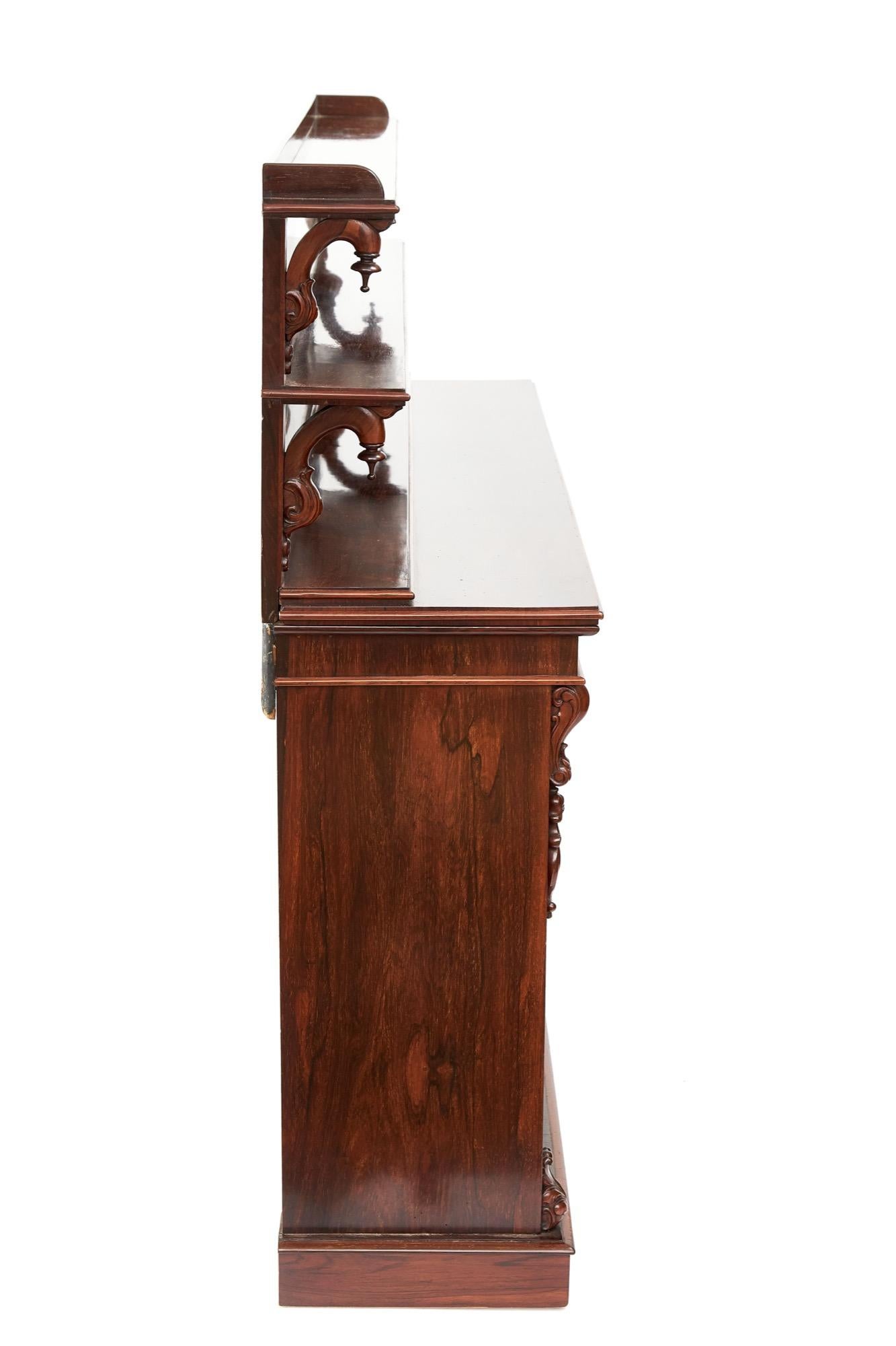 Rosewood Impressive Late Regency Goncalo Alves 3 door side cabinet For Sale