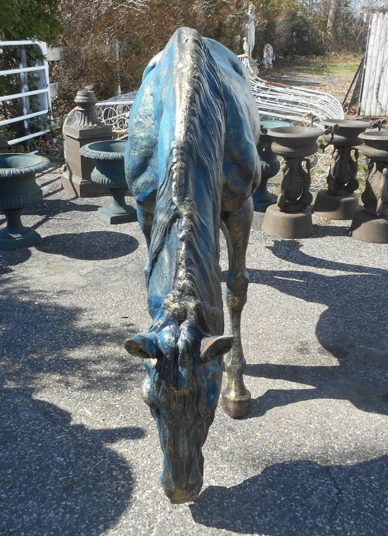 Impressive Lifesize Cast Iron Horse Statue For Sale at 1stdibs