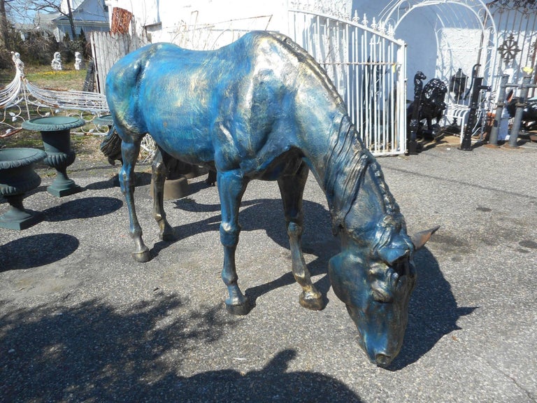 Impressive Lifesize Cast Iron Horse Statue For Sale at 1stdibs