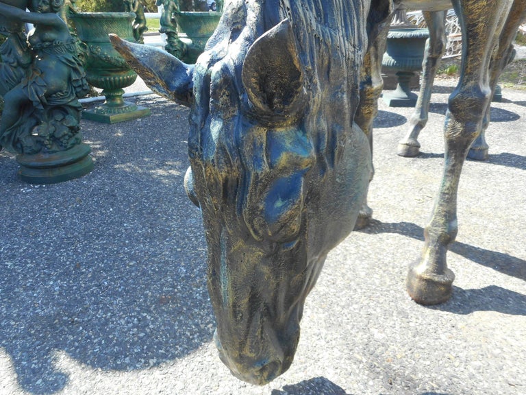 Impressive Lifesize Cast Iron Horse Statue For Sale at 1stdibs