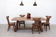 Impressive Live Edge Pecan Trestle Dining Table