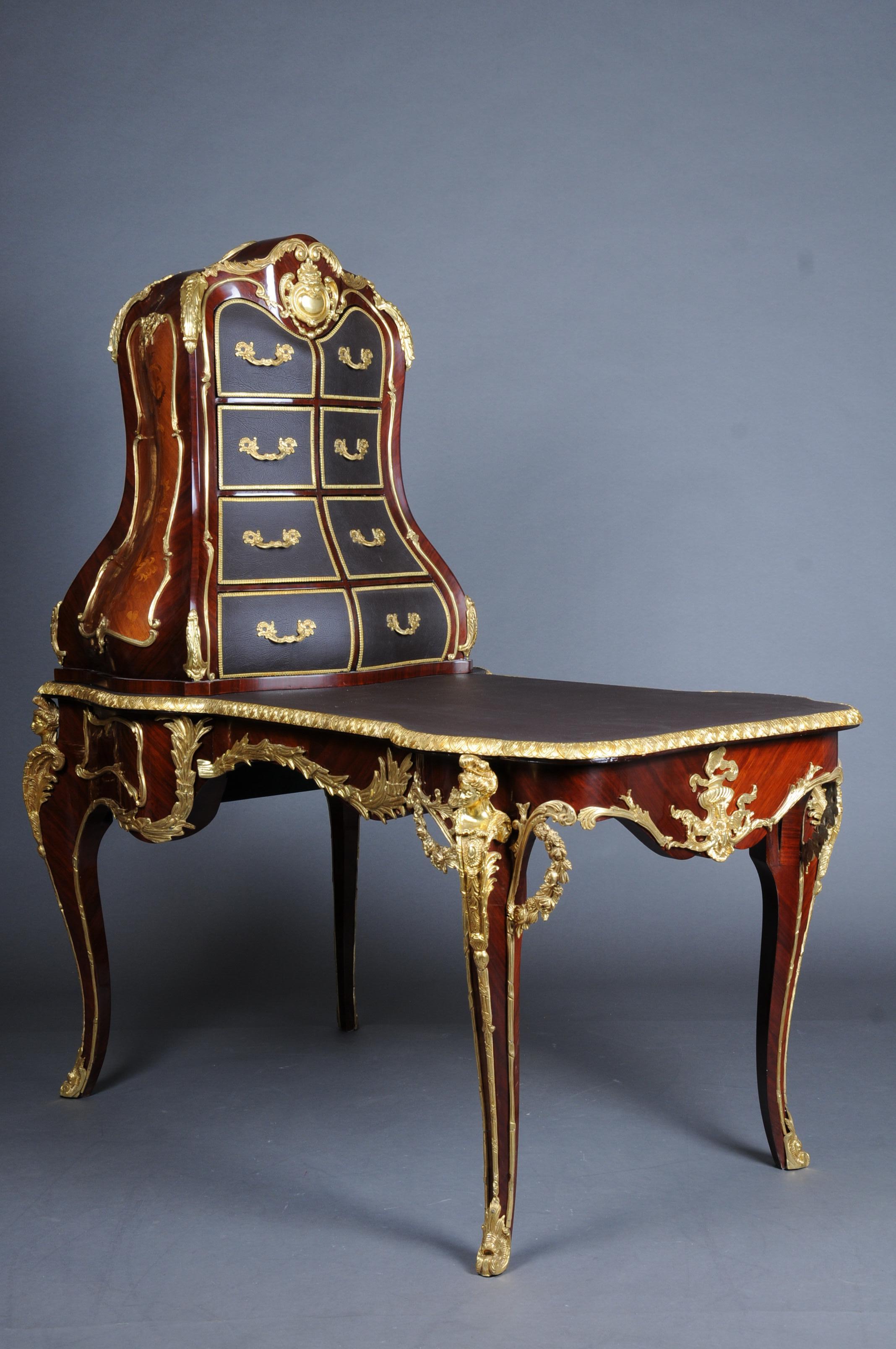Français Impressionnante table de bureau/deception Louis XV, d'après F. Linke, Paris en vente