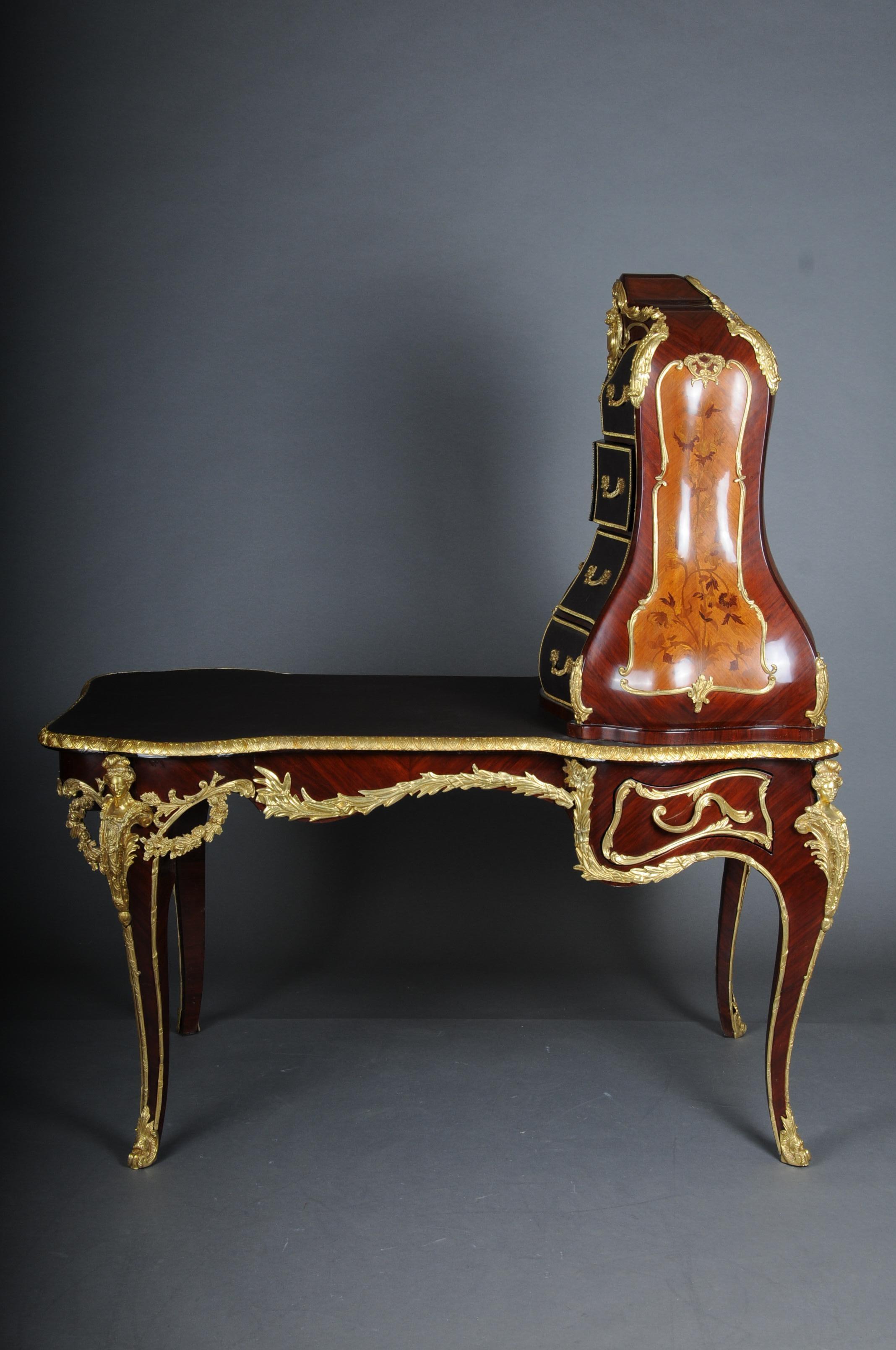 Impressionnante table de bureau/deception Louis XV, d'après F. Linke, Paris Bon état - En vente à Berlin, DE