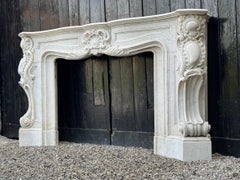 Impressive Louis XV Style Fireplace In Carrara Marble Circa 1880