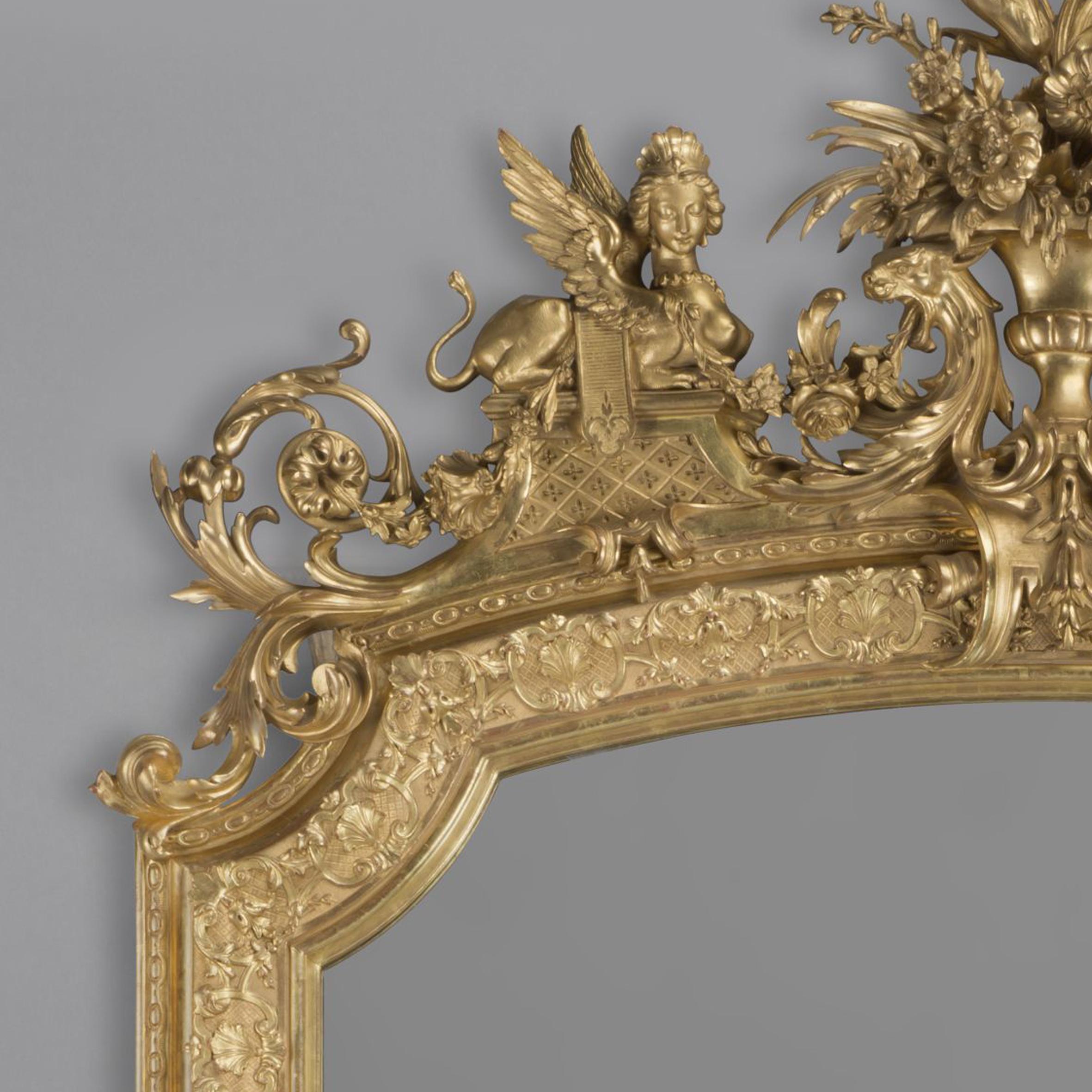 Impressive Louis XVI Style Carved Giltwood and Gesso Mirror, French, circa 1890 In Good Condition For Sale In Brighton, West Sussex