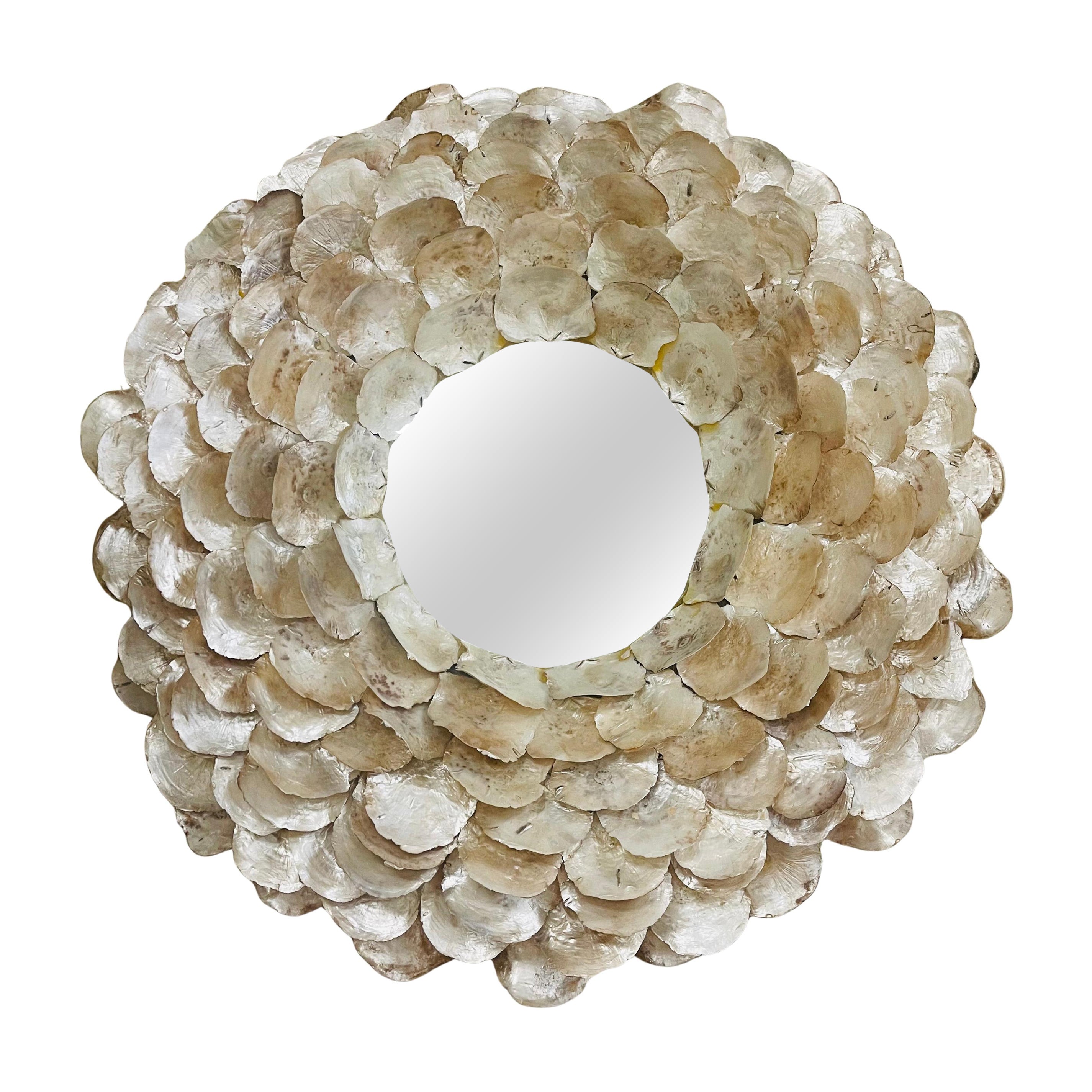 Impressionnant  Made Goods Large  Miroir rond en coquillage Capiz