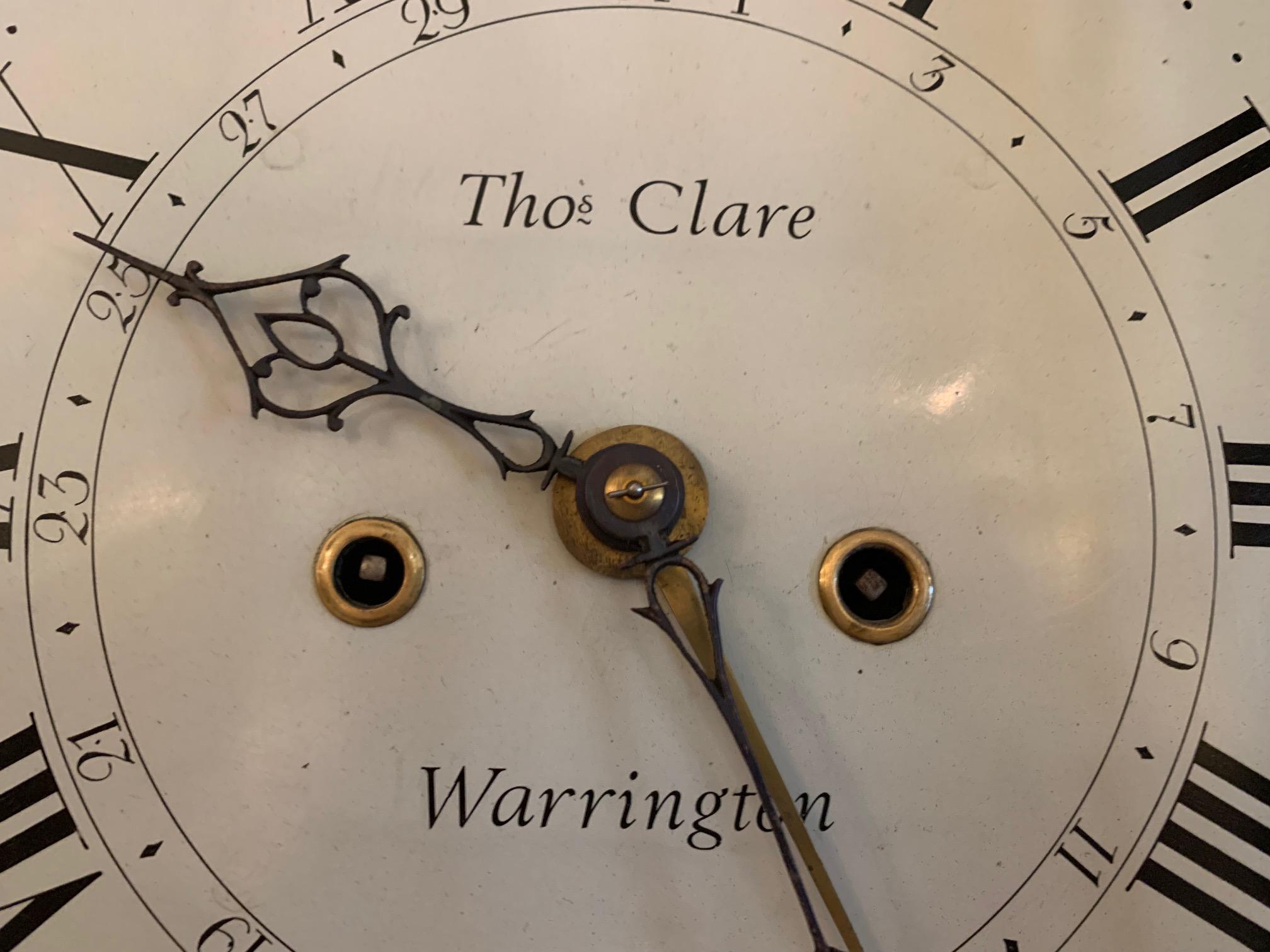 Impressive Mahogany Moon Phase Grandfather Clock by Clare Warrington Sweep In Good Condition In Hopewell, NJ