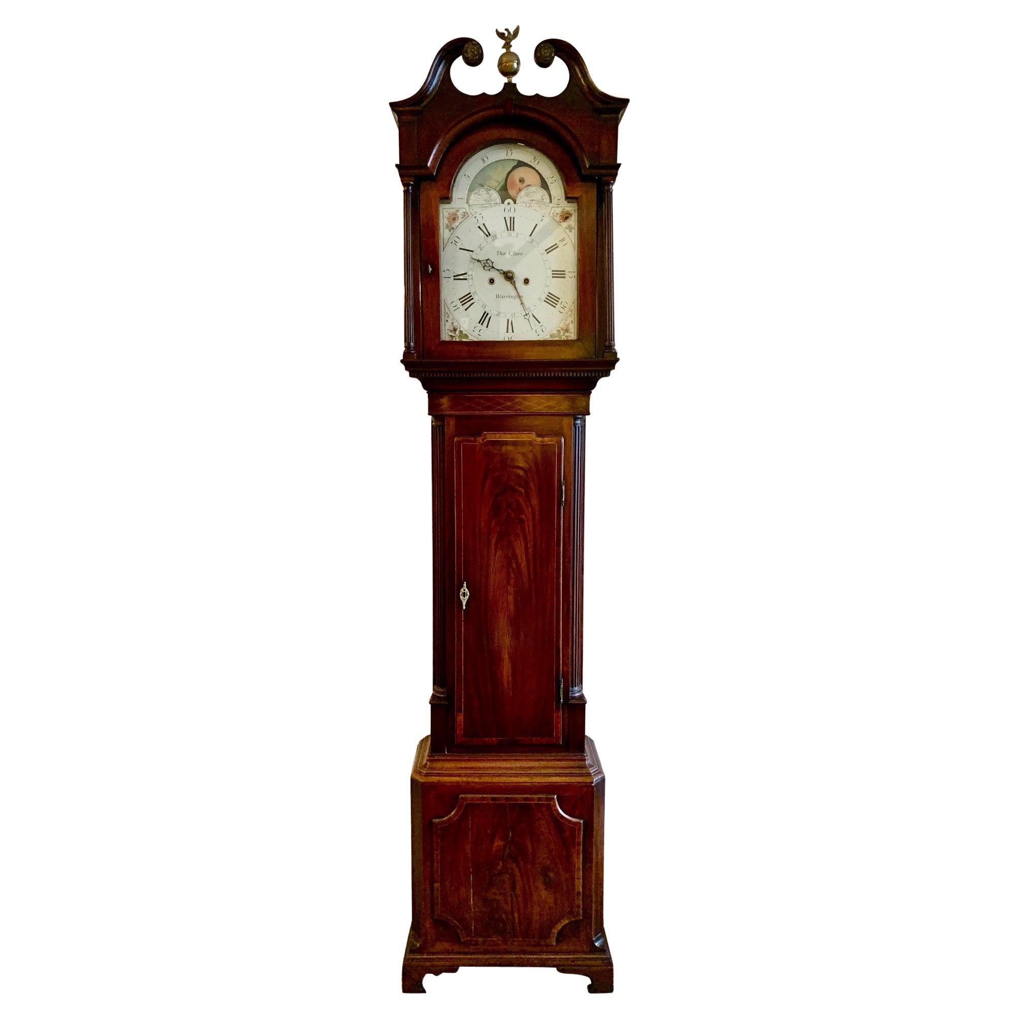Impressive Mahogany Moon Phase Grandfather Clock by Clare Warrington Sweep