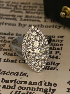 Impressive Marquise Shaped 1.85ct approx. Diamond Cluster Ring in 18K White Gold
