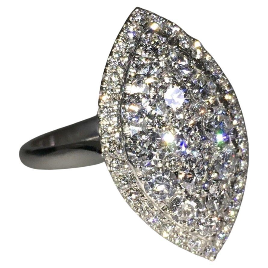 Impressive Marquise Shaped 1.85ct approx. Diamond Cluster Ring in 18K White Gold For Sale