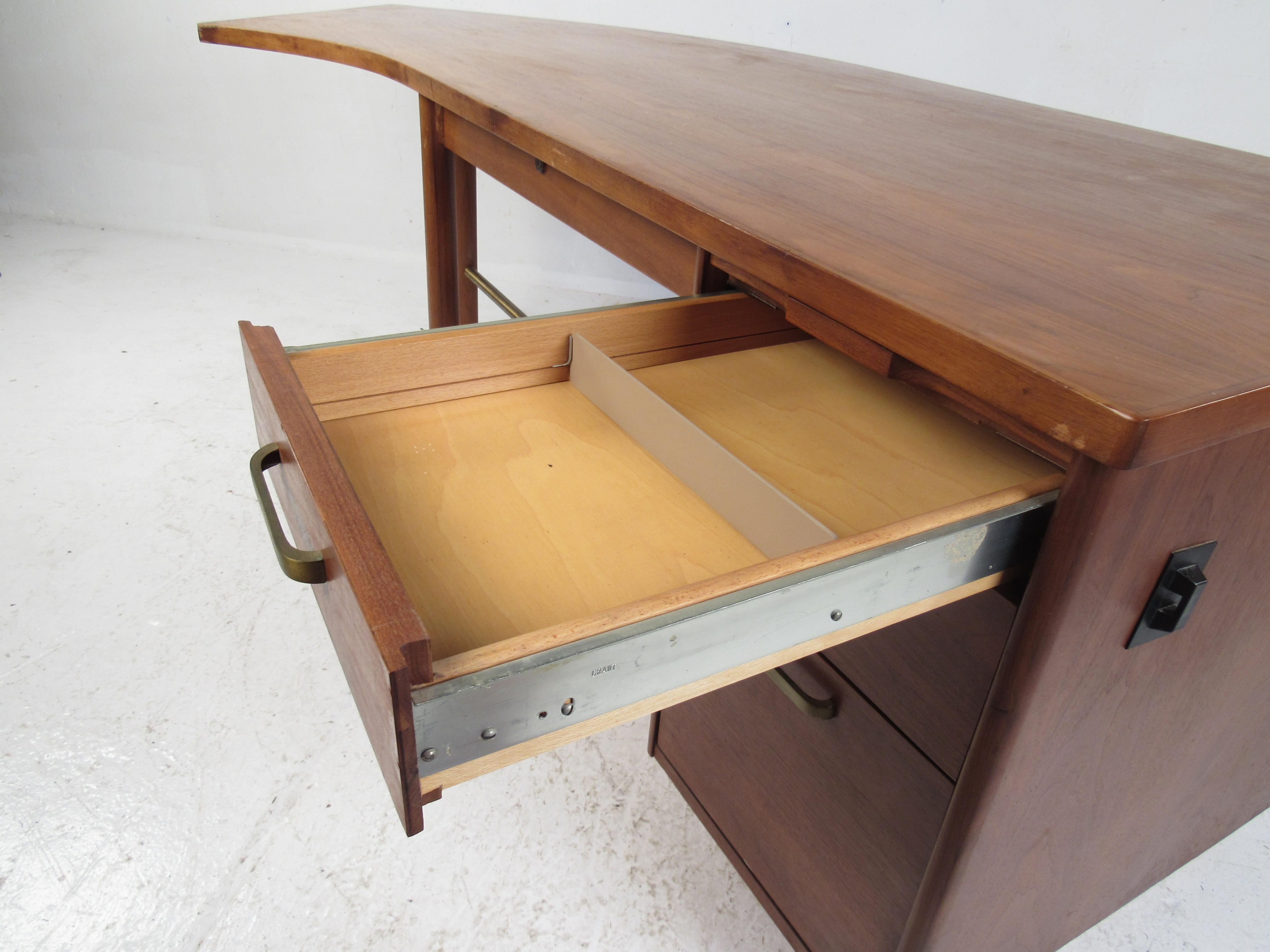 Impressive Midcentury Curved Top Desk by 