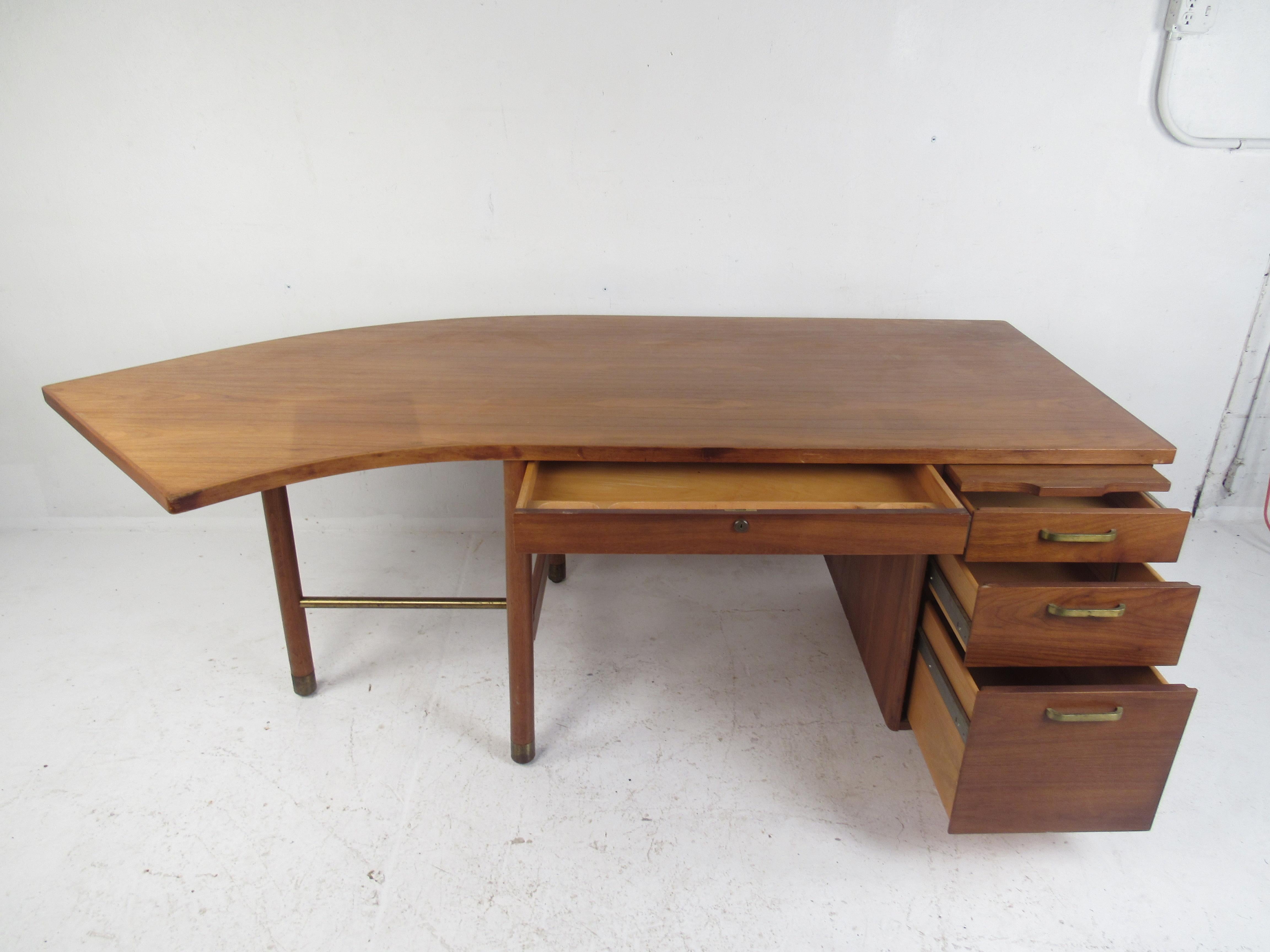 Mid-Century Modern Impressive Midcentury Curved Top Desk by 