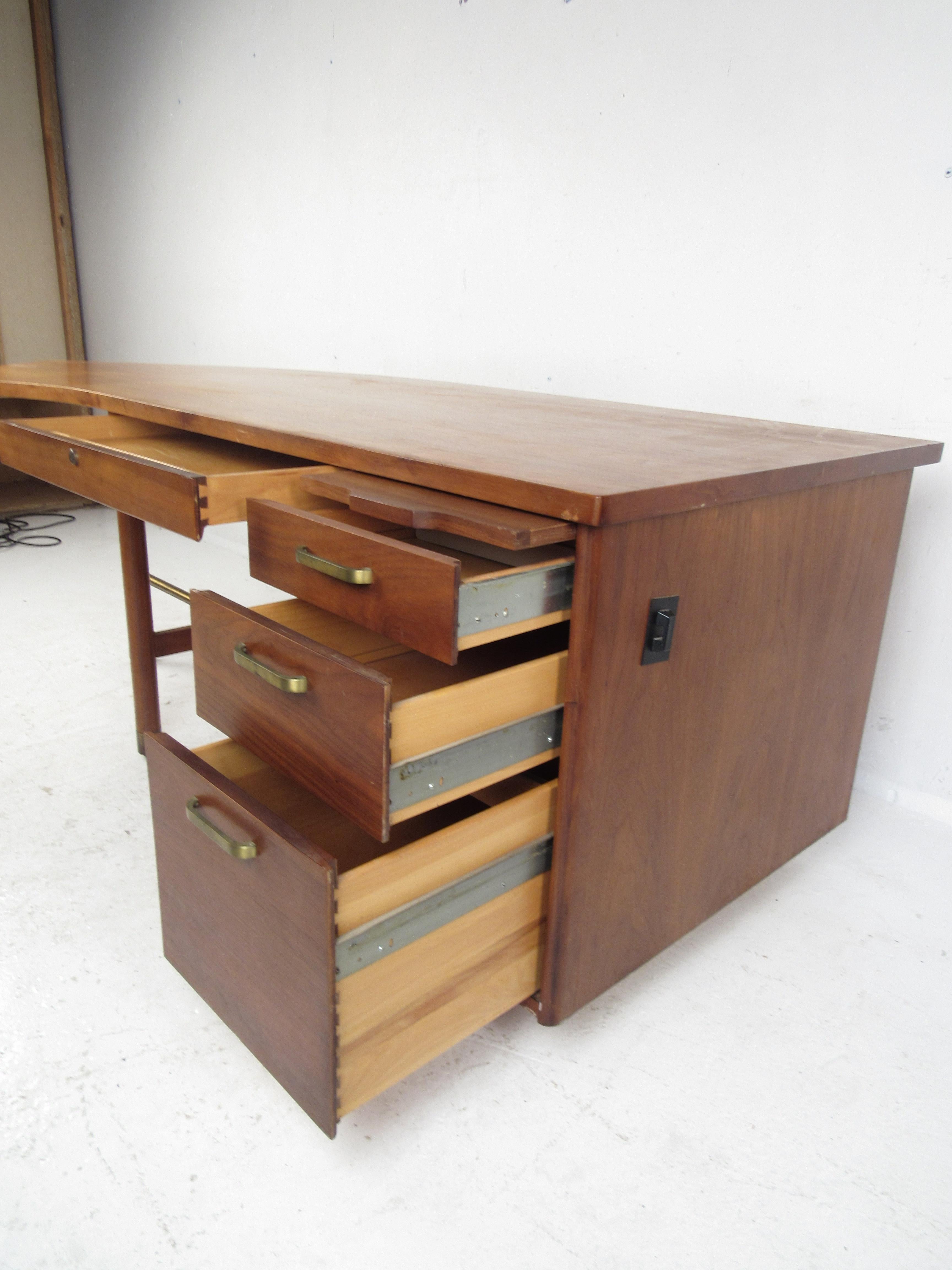 American Impressive Midcentury Curved Top Desk by 