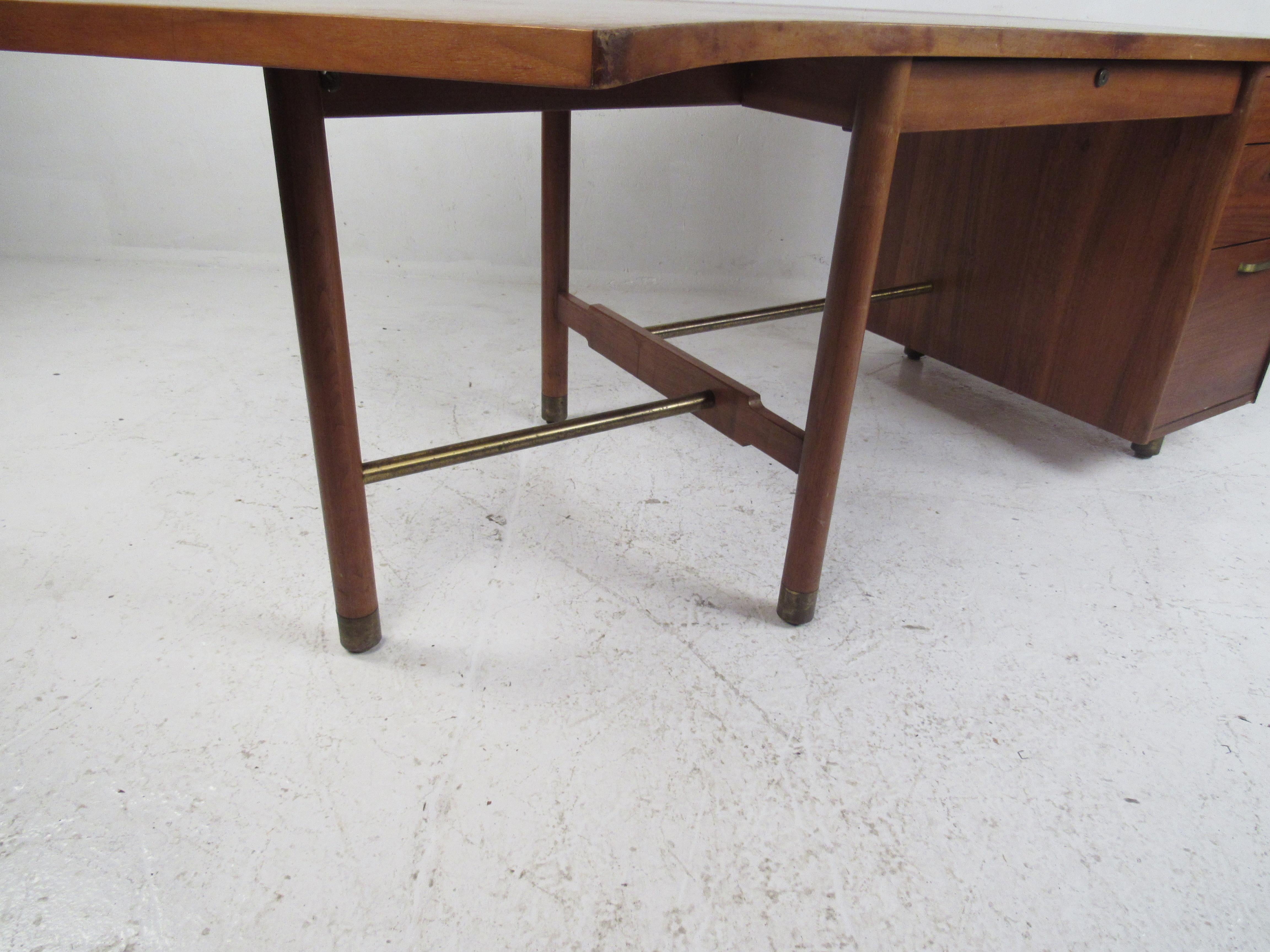 Impressive Midcentury Curved Top Desk by 