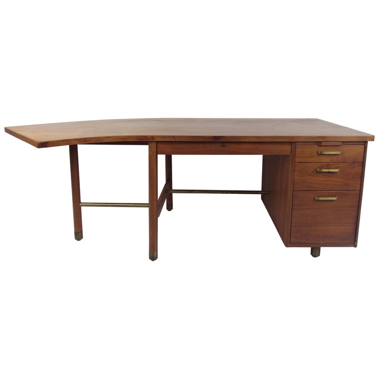 Impressive Midcentury Curved Top Desk by "Standard" For Sale at 1stDibs
