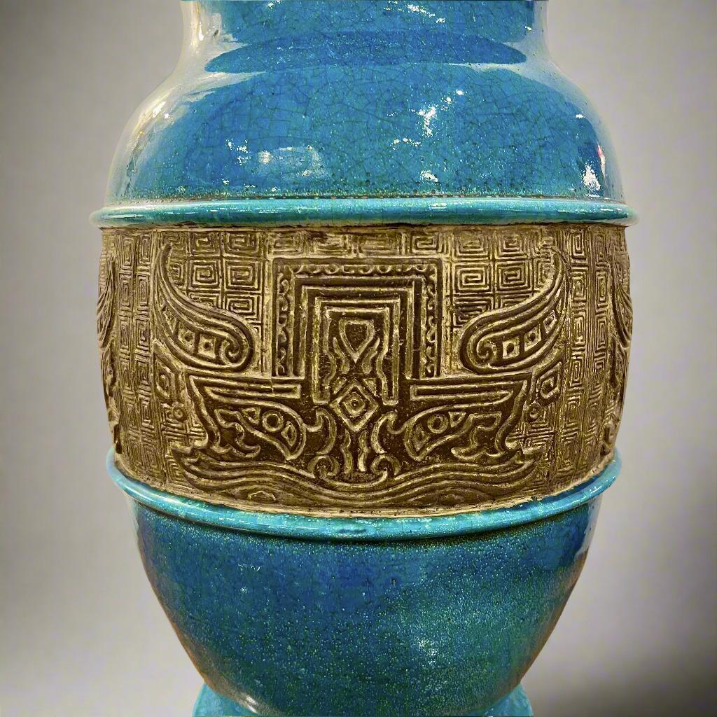 Italiano Impressionante vaso in ceramica italiana di metà secolo in vendita