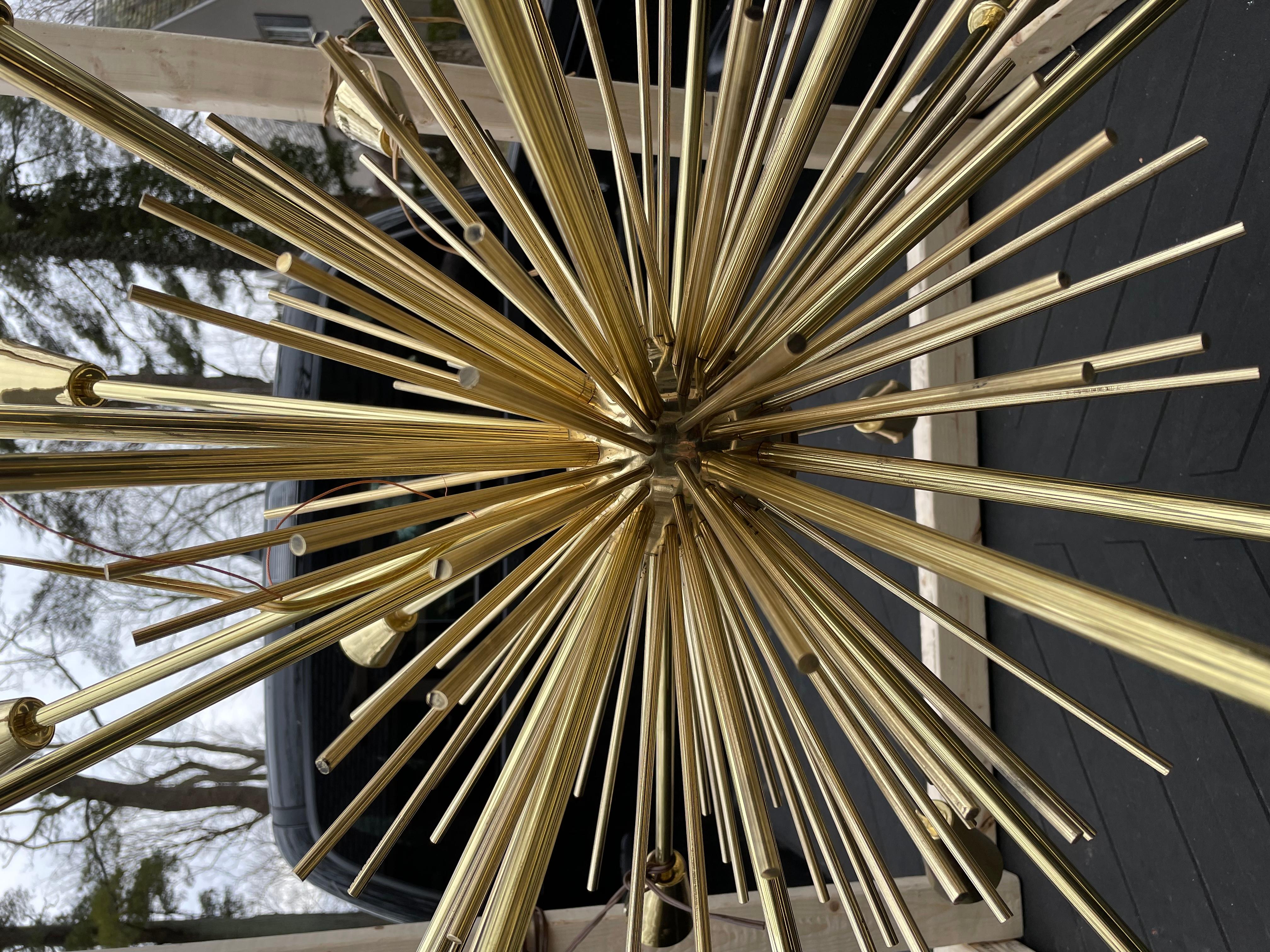 Impressive Mid-Century Modern Brass Sputnik Chandelier with 25 Sockets 7