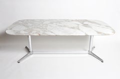 Impressive Mid-Century Modern Calacatta Marble Table in the Style of Eames