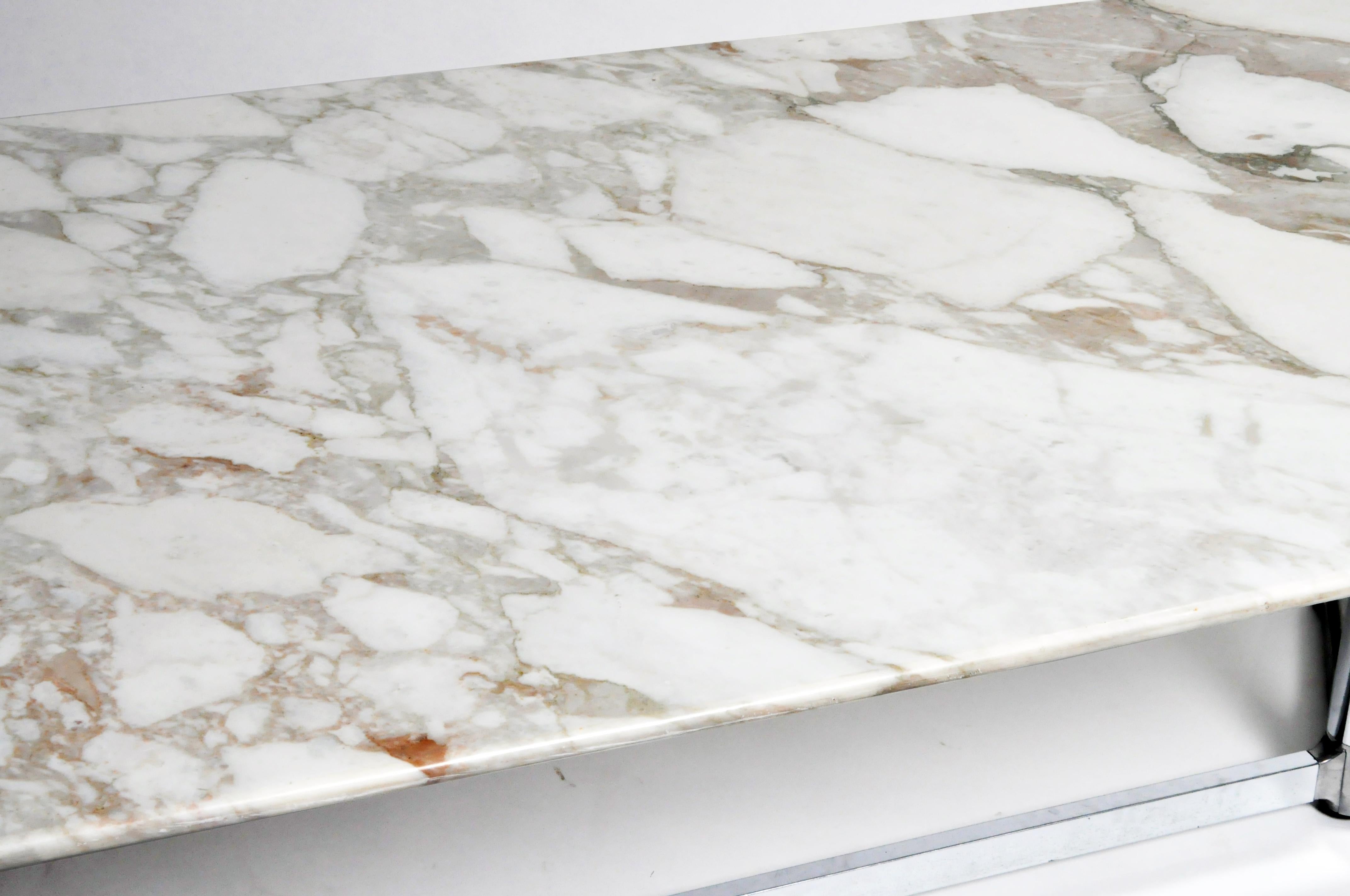 Impressive Mid-Century Modern Calacatta Marble Table in the Style of Eames  14