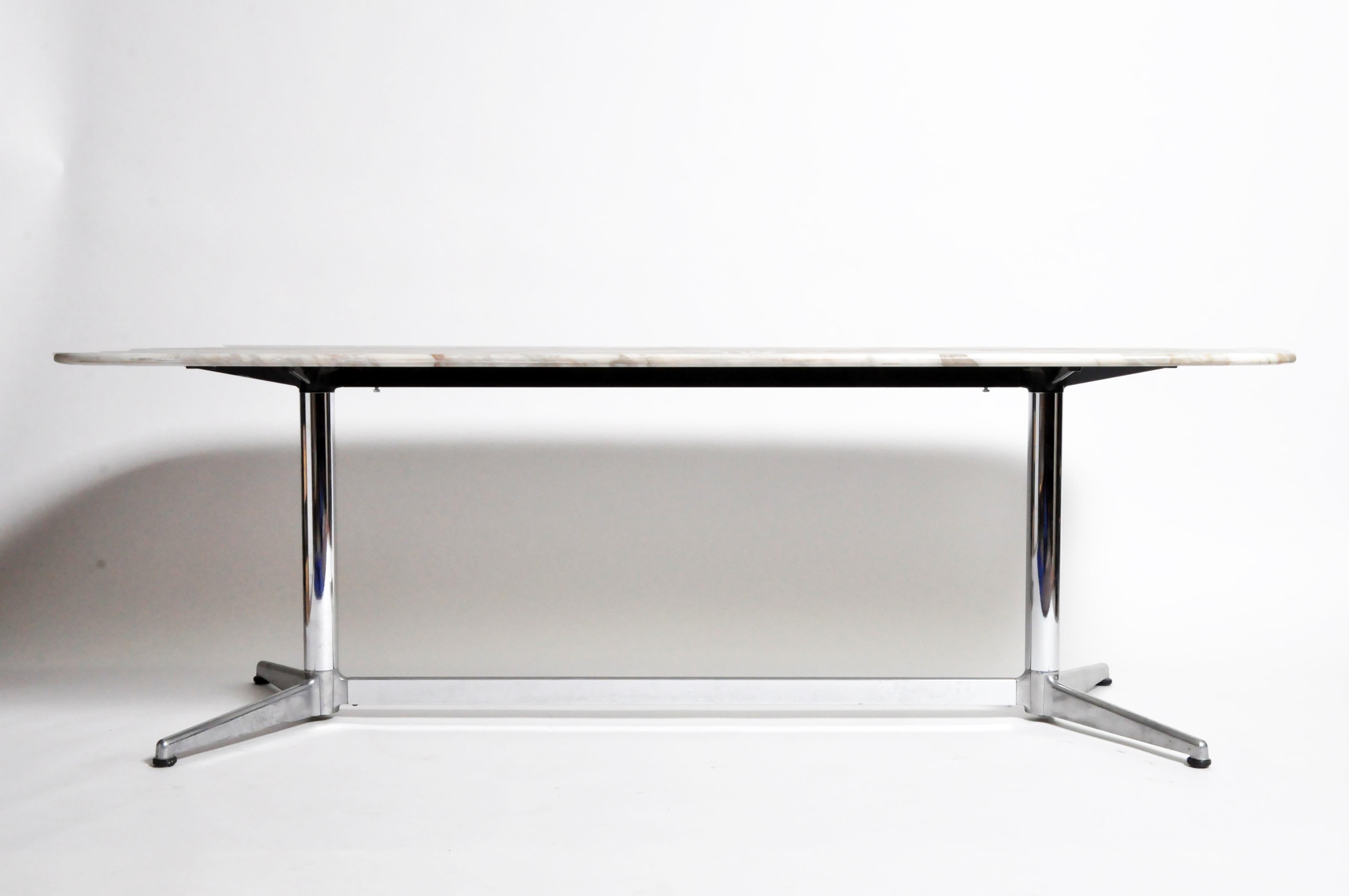 French Impressive Mid-Century Modern Calacatta Marble Table in the Style of Eames 