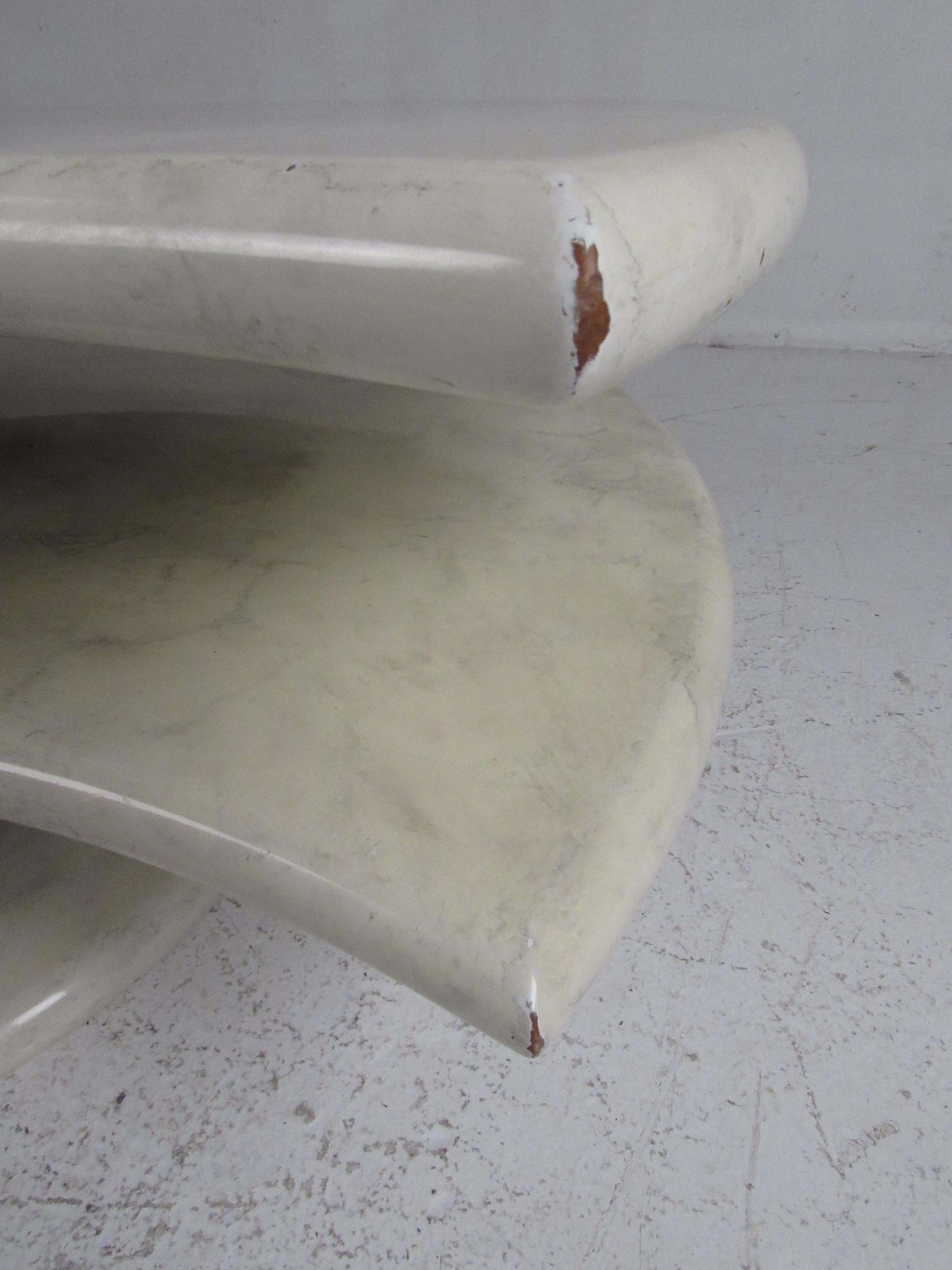 Late 20th Century Impressive Mid-Century Modern Faux Marble Swivel Top Coffee Table For Sale