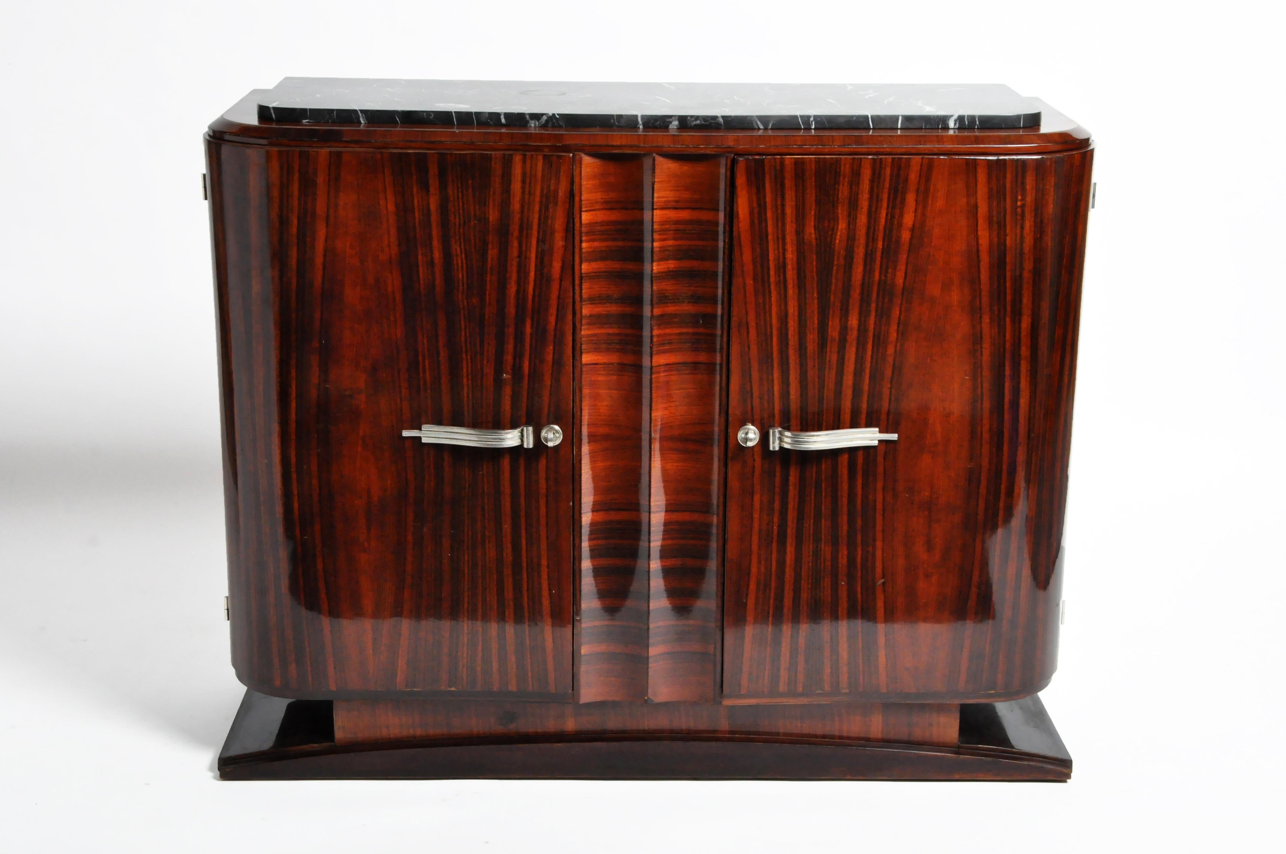 Impressive Mid-Century Modern French Sideboard with Mable Top In Good Condition In Chicago, IL