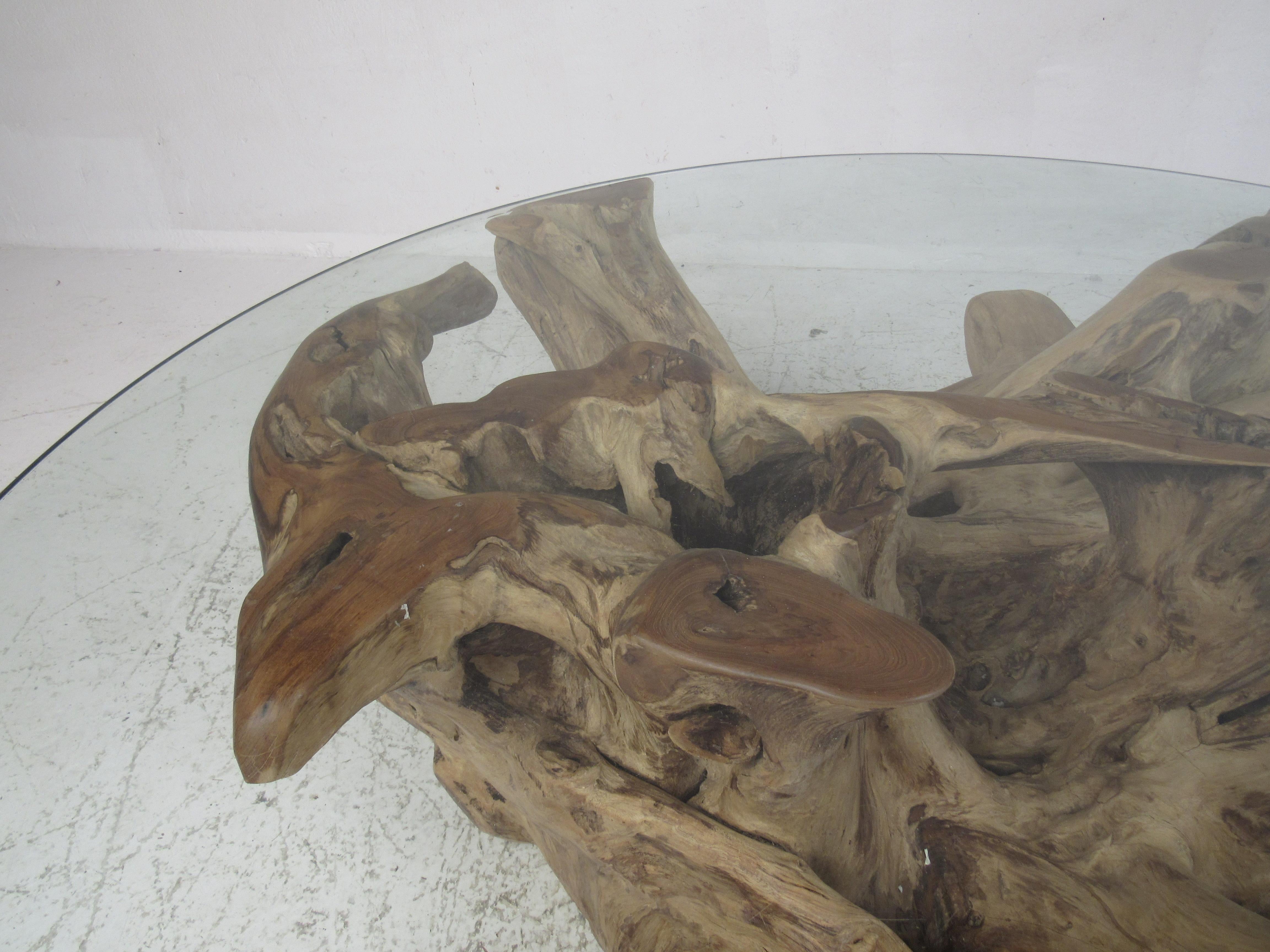 Glass Impressive Mid-Century Modern Tree Root Coffee Table For Sale