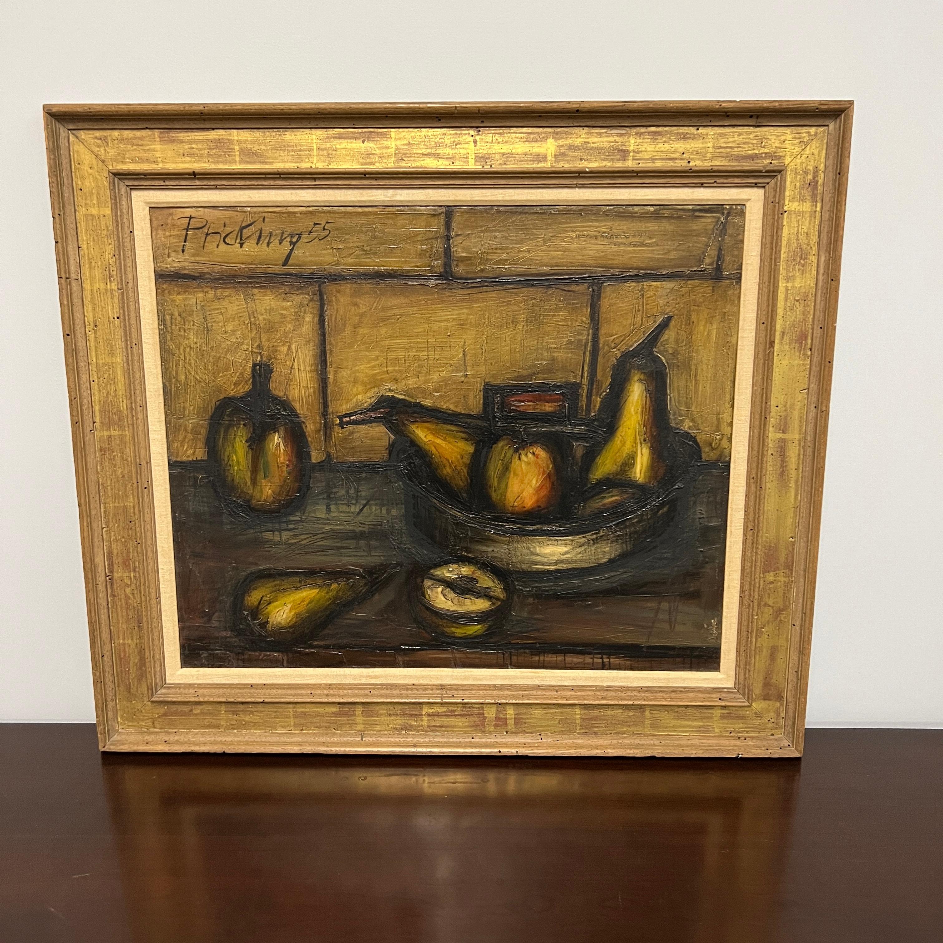 Mid-Century Modern Impressive Mid-Century Still Life Painting by Franz Pricking dated 1955 For Sale