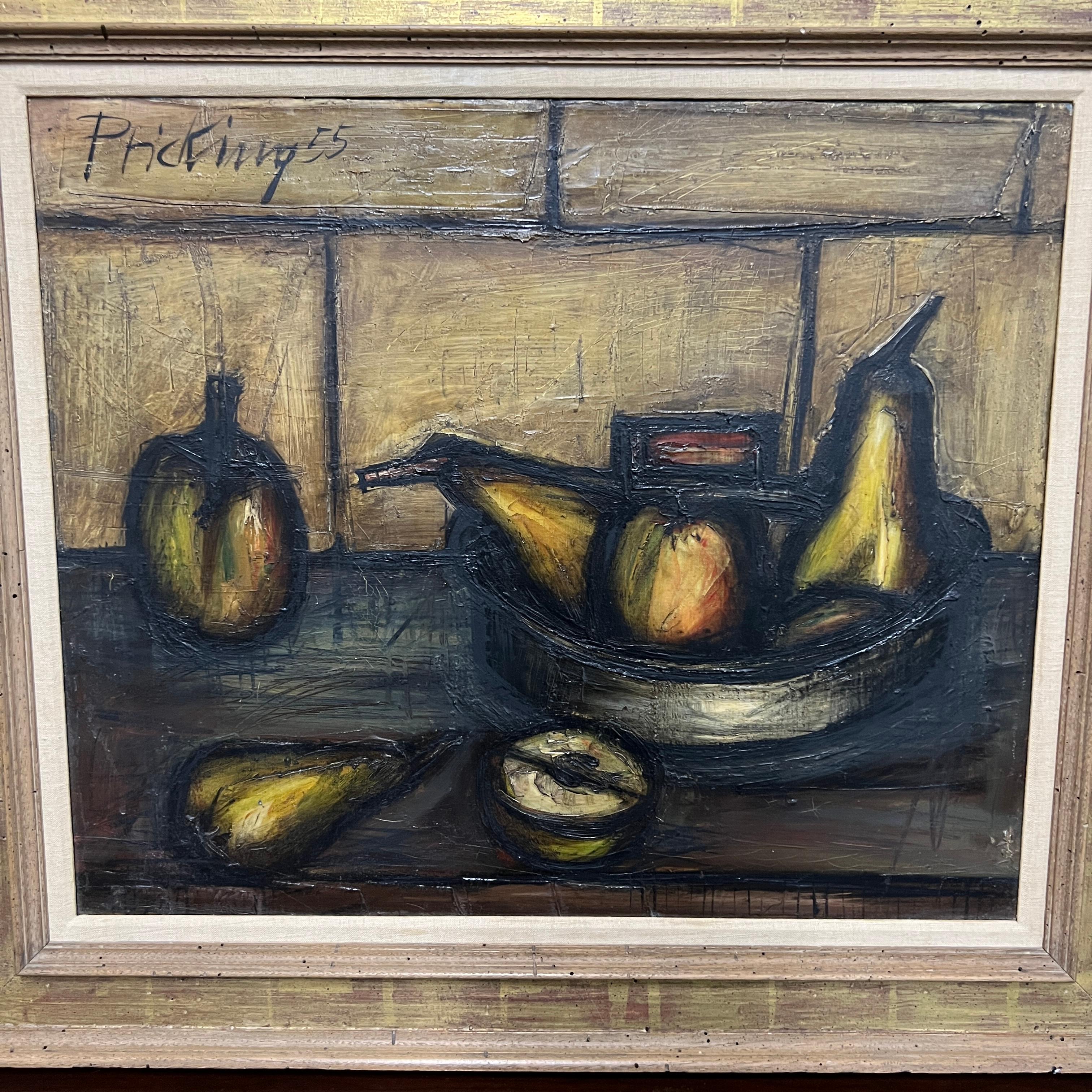 Impressive Mid-Century Still Life Painting by Franz Pricking dated 1955 For Sale 3