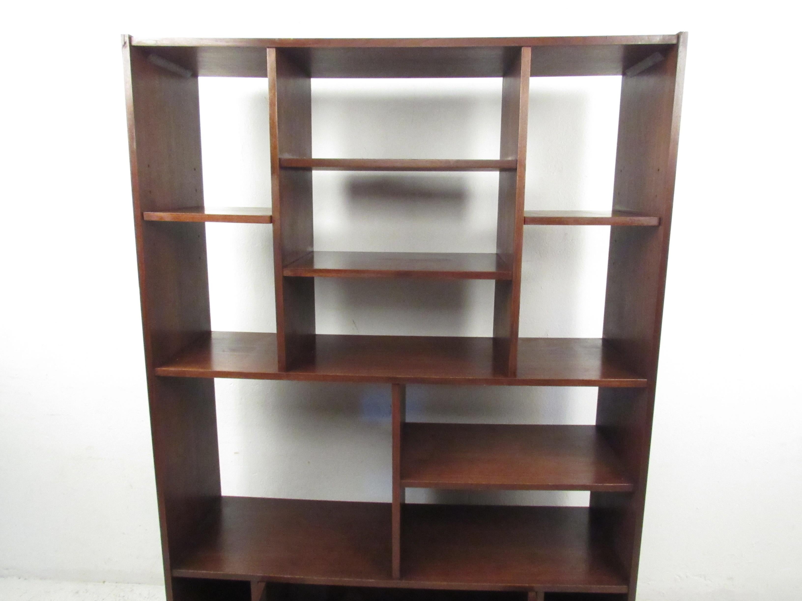 Late 20th Century Impressive Midcentury Walnut Bookcase or Room Divider