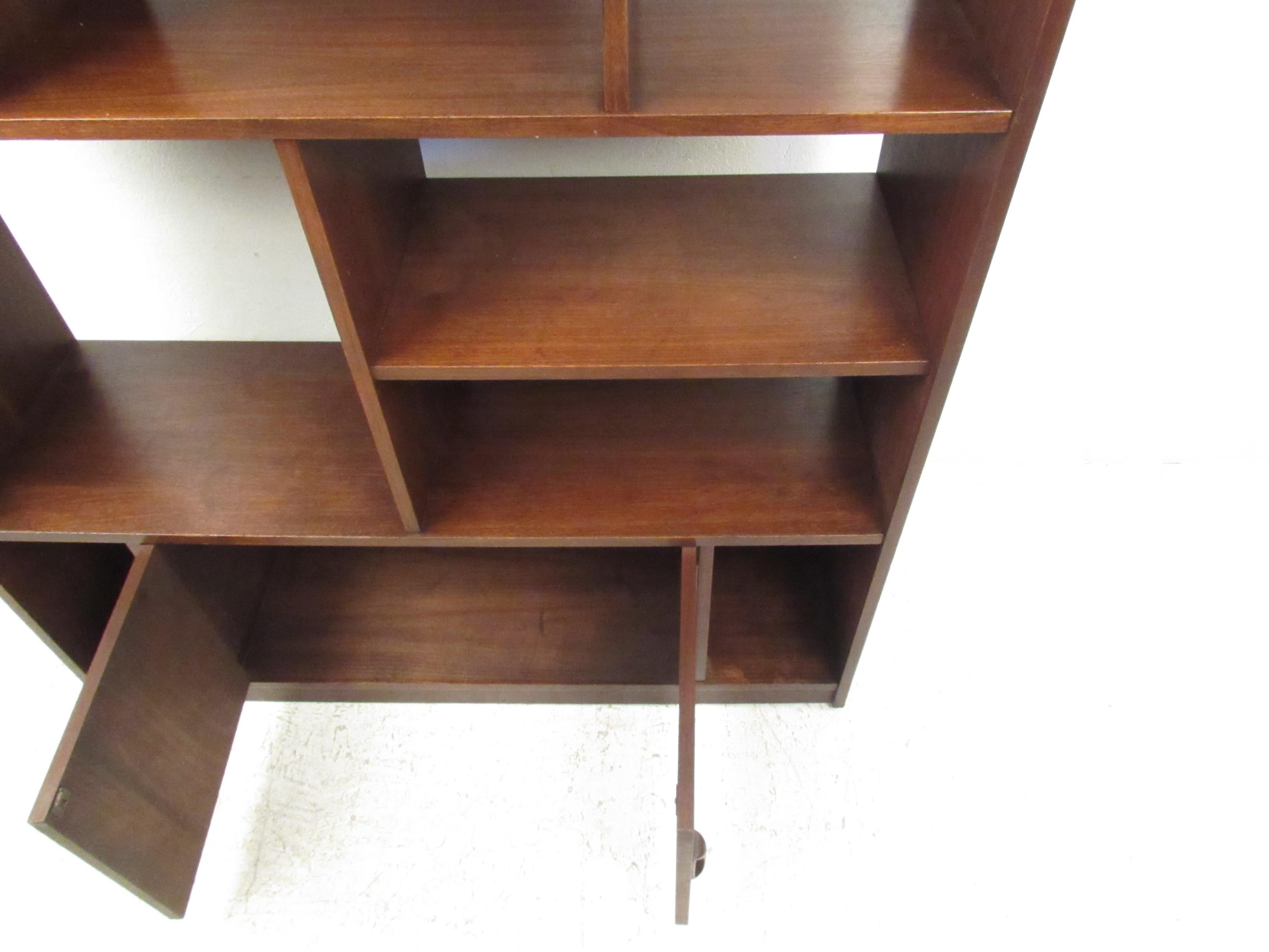 Impressive Midcentury Walnut Bookcase or Room Divider 2