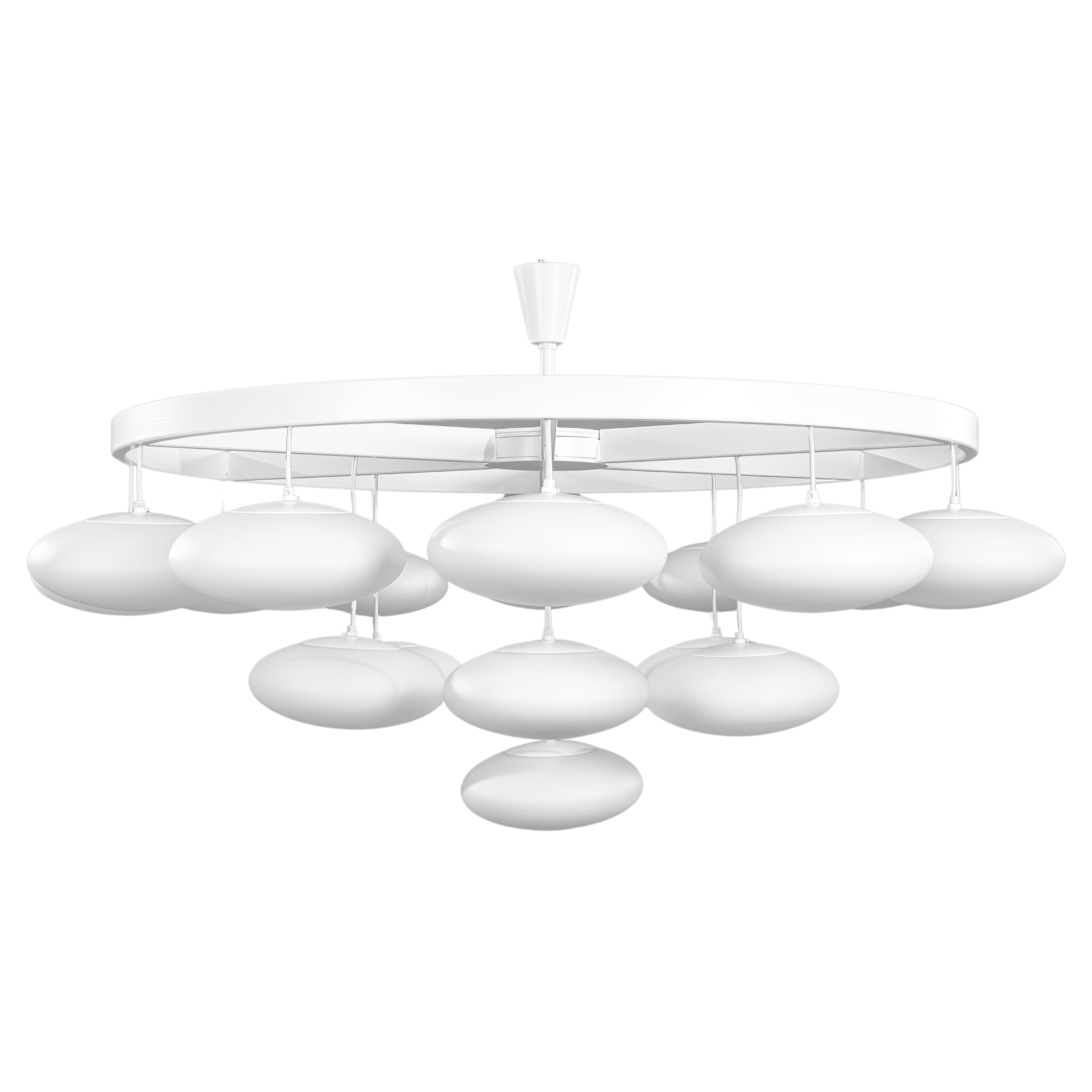 In this listing we offer an adapted customized version of the original cloud chandeliers from the historic Milchhalle building in the „Wiener Volksgarten“, the Vienna People's Garden, which is a public park in the center of Vienna, Austria. 

While