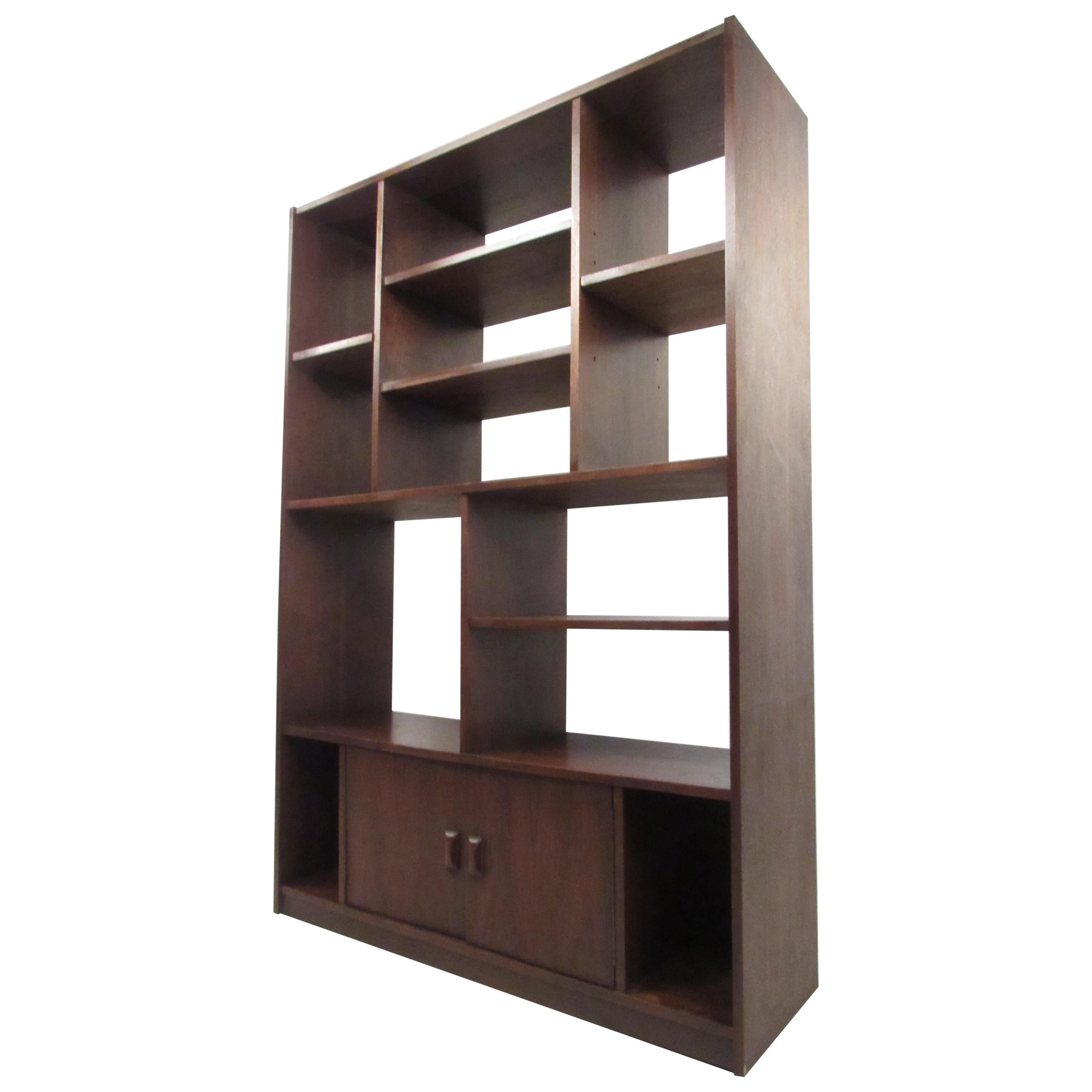 Impressive Midcentury Walnut Bookcase or Room Divider