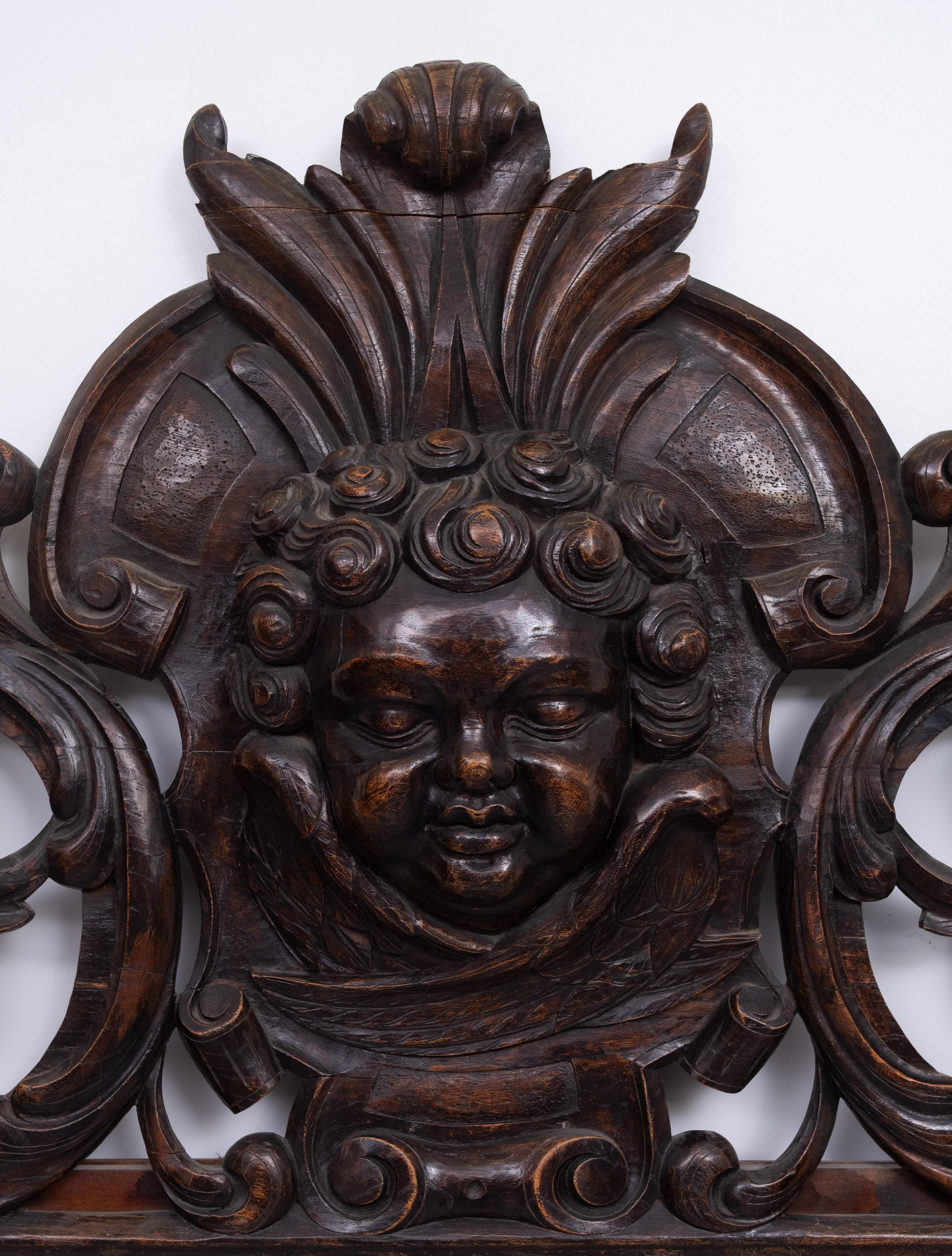 Impressive  Monumental 18 Century  Antique  Cherub Oak  mirror  Holland in vendita 3