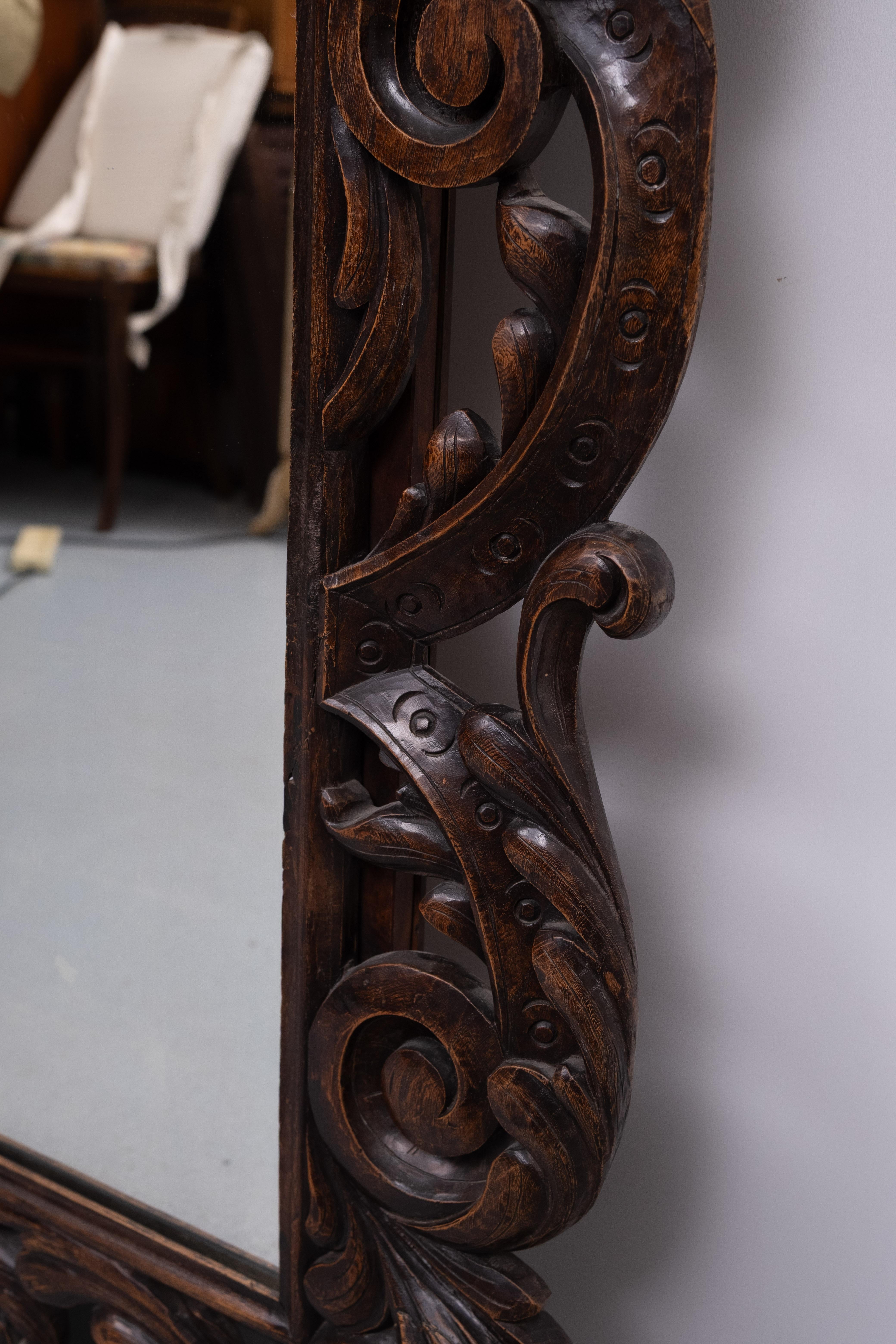 Impressive  Monumental 18 Century  Antique  Cherub Oak  mirror  Holland in vendita 4