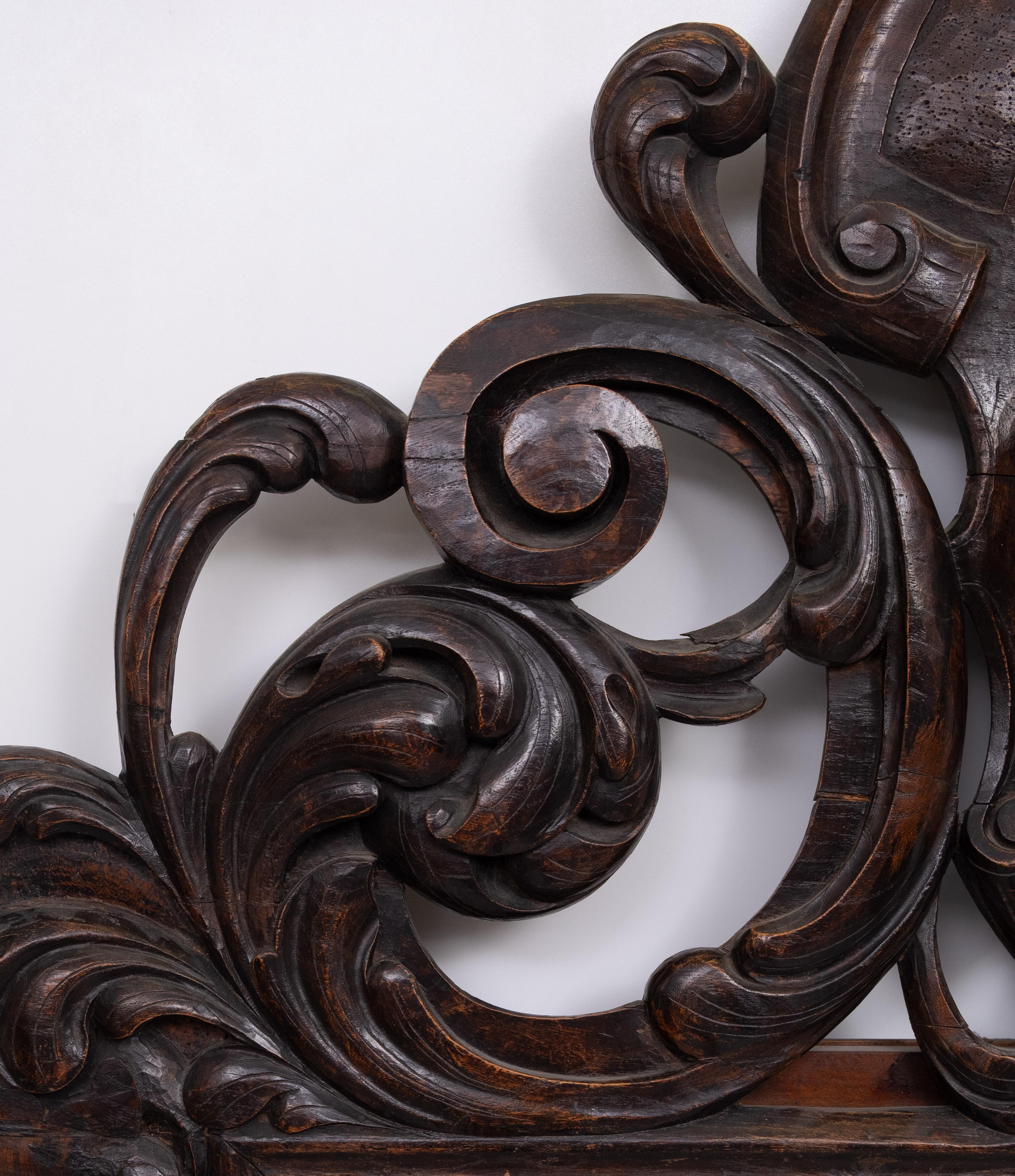 Impressive  Monumental 18 Century  Antique  Cherub Oak  mirror  Holland in vendita 6