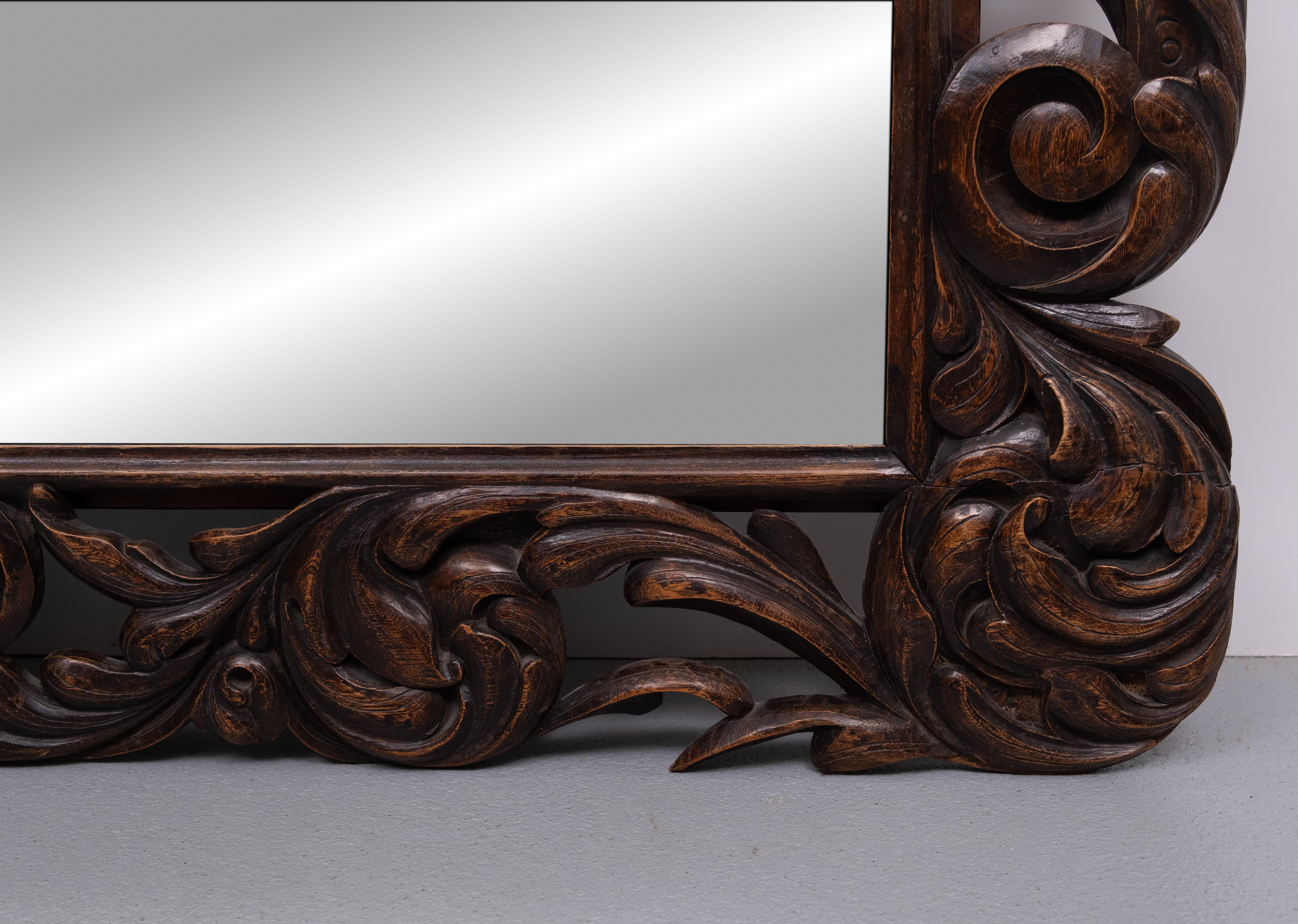 Impressive  Monumental 18 Century  Antique  Cherub Oak  mirror  Holland in vendita 8